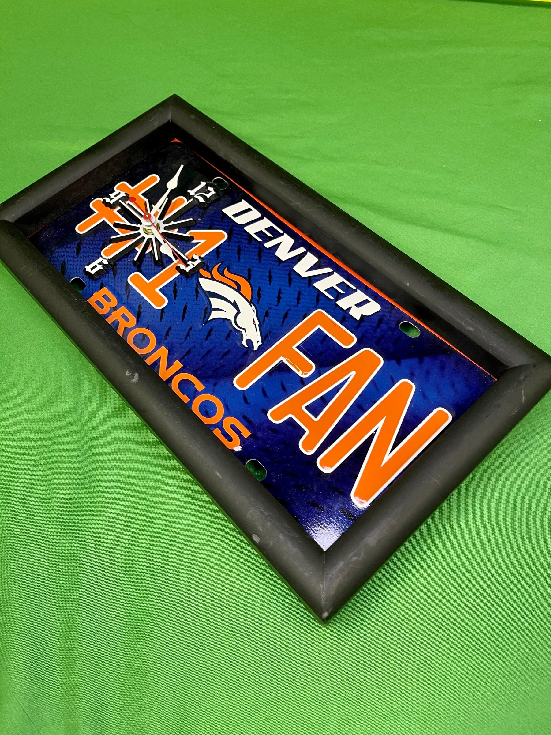 NFL Denver Broncos #1 Fan License Plate Clock Works Great!