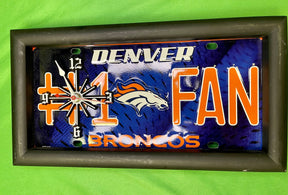 NFL Denver Broncos #1 Fan License Plate Clock Works Great!