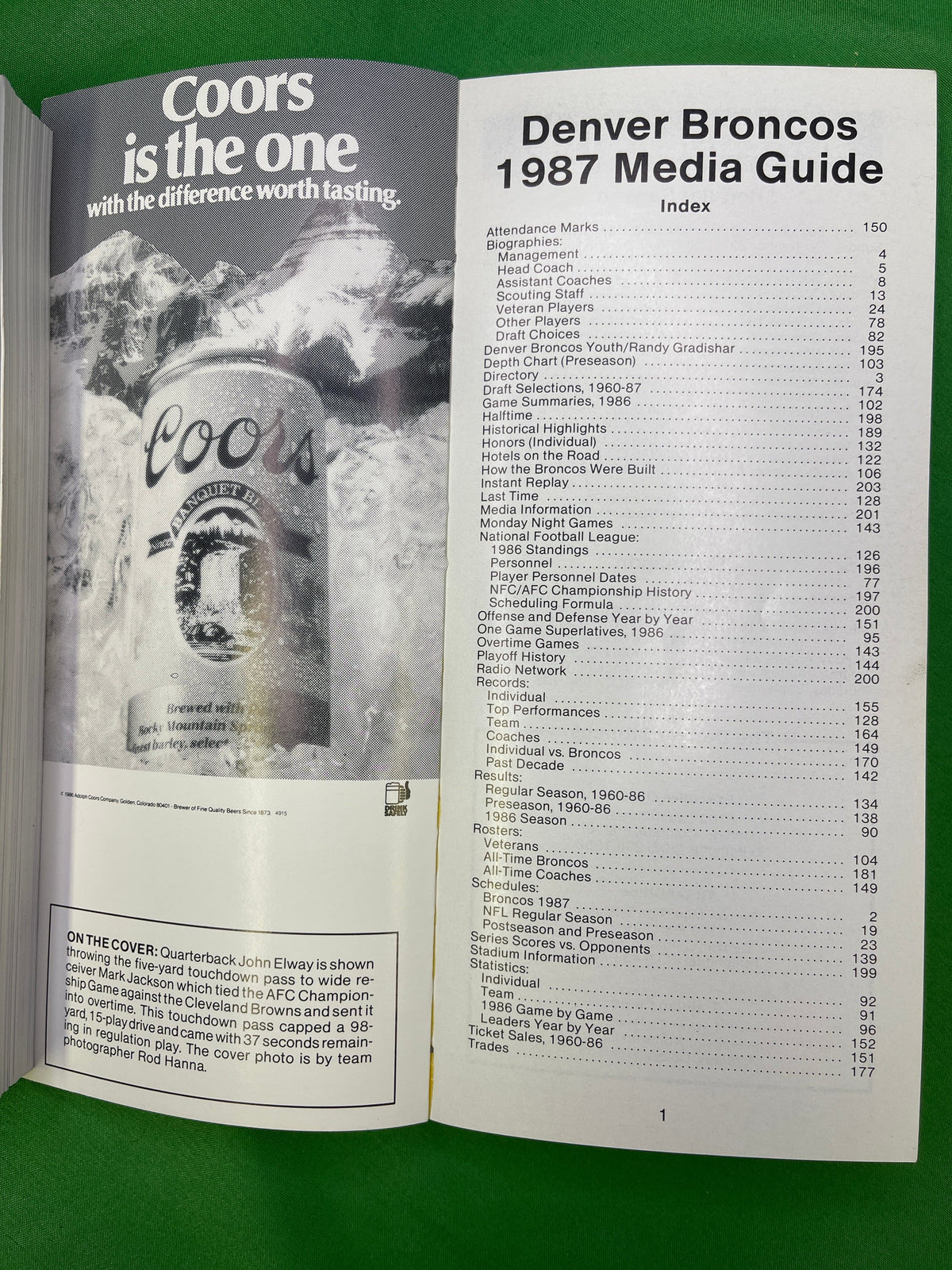 NFL Denver Broncos Vintage 1987 Media Guide Press Book Collectable