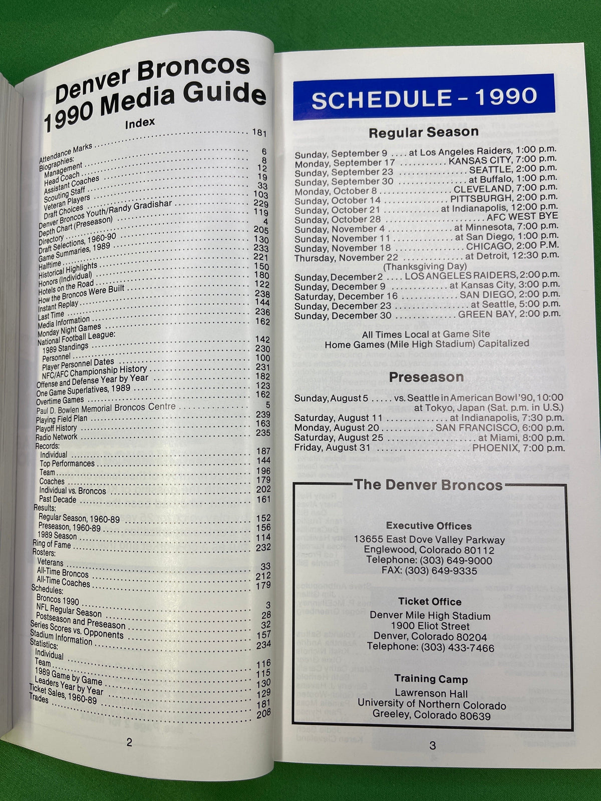 NFL Denver Broncos Vintage 1990 Media Guide Press Book Collectable