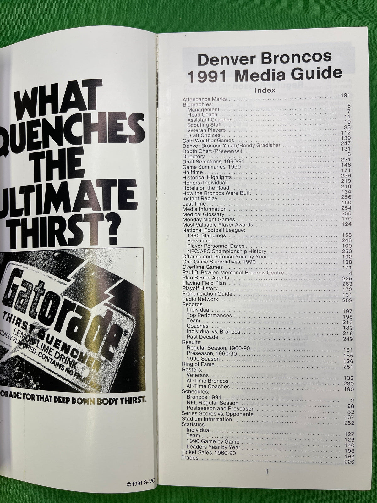 NFL Denver Broncos Vintage 1991 Media Guide Press Book Collectable