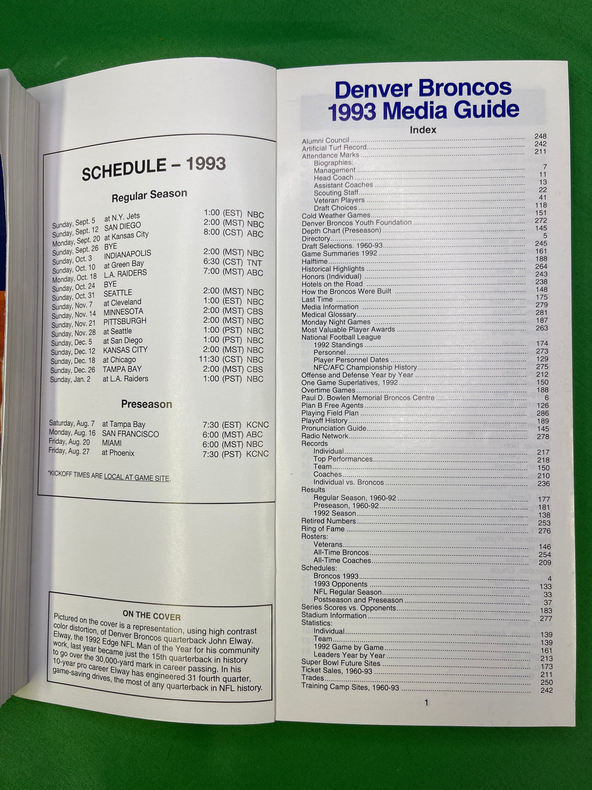 NFL Denver Broncos Vintage 1993 Media Guide Press Book Collectable