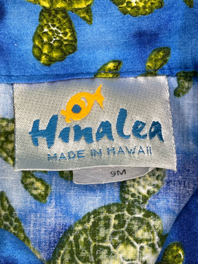 Made in Hawaii Blue Turtle Design Hawaiian Aloha Shirt Baby 9 Months