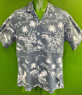 Made in Hawaii Monochrome Teal Hawaiian Aloha Shirt Men's Medium