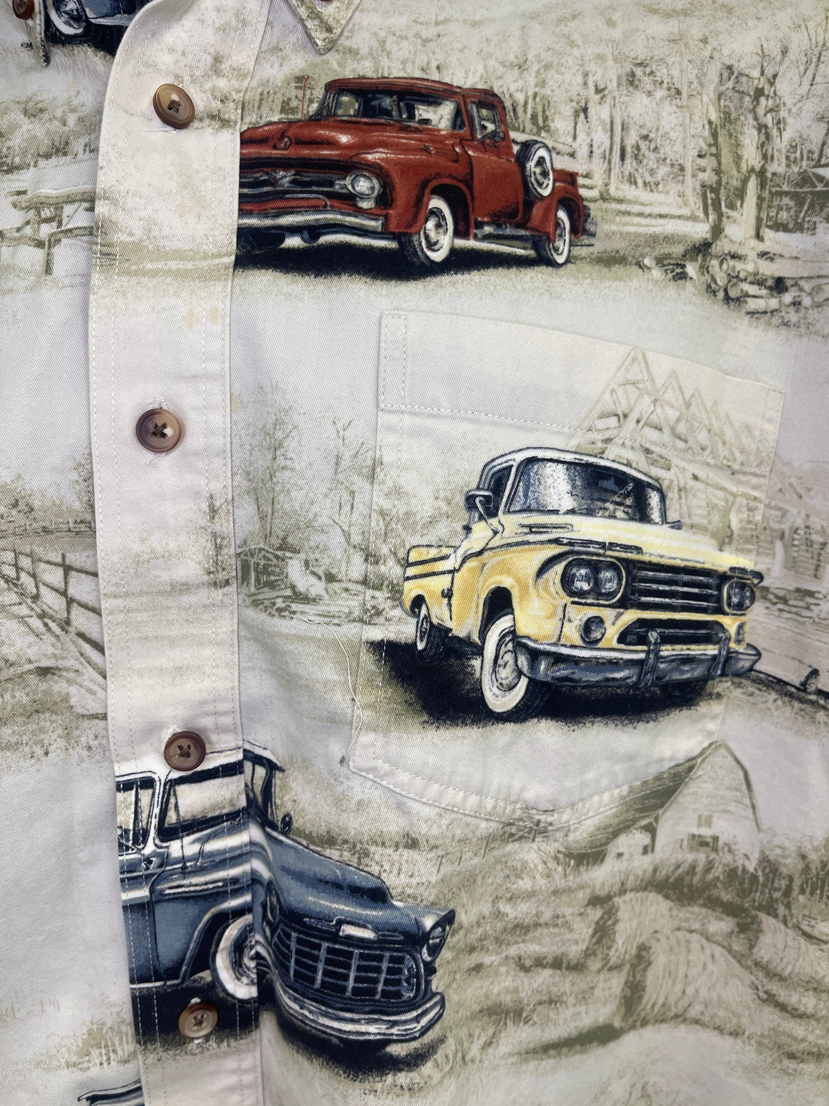 North River Clothing Classic American Trucks Printed Shirt Men's Large