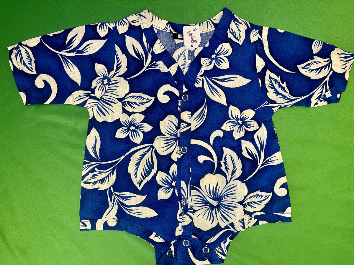 Blue Flower Hawaiian Aloha Shirt-Style Baby Outfit Infant 6-9 Months