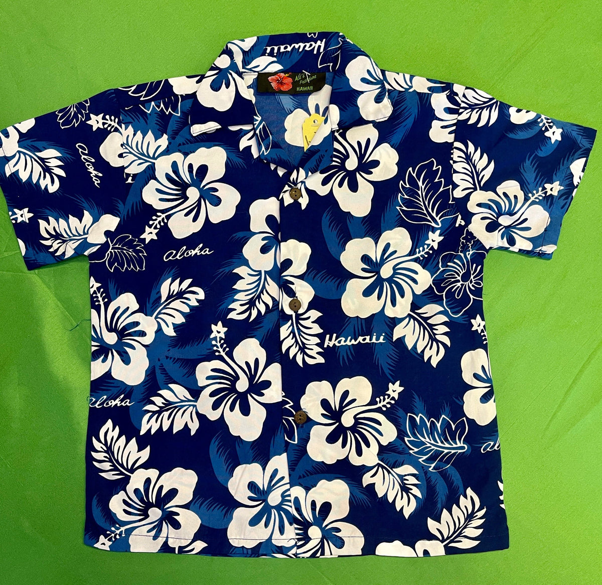 Made in Hawaii Blue Hawaiian Aloha Shirt Youth X-Small 4-5