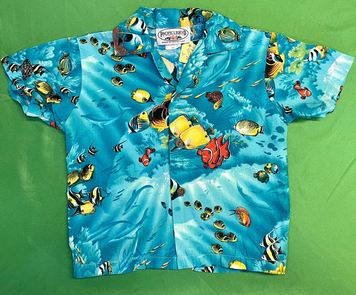Made in Hawaii Aqua Marine Fish Hawaiian Aloha Shirt Toddler 4T