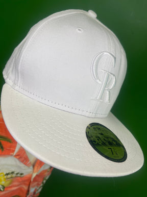 MLB Colorado Rockies New Era 59FIFTY Baseball Cap/Hat All White Size 7-3/8