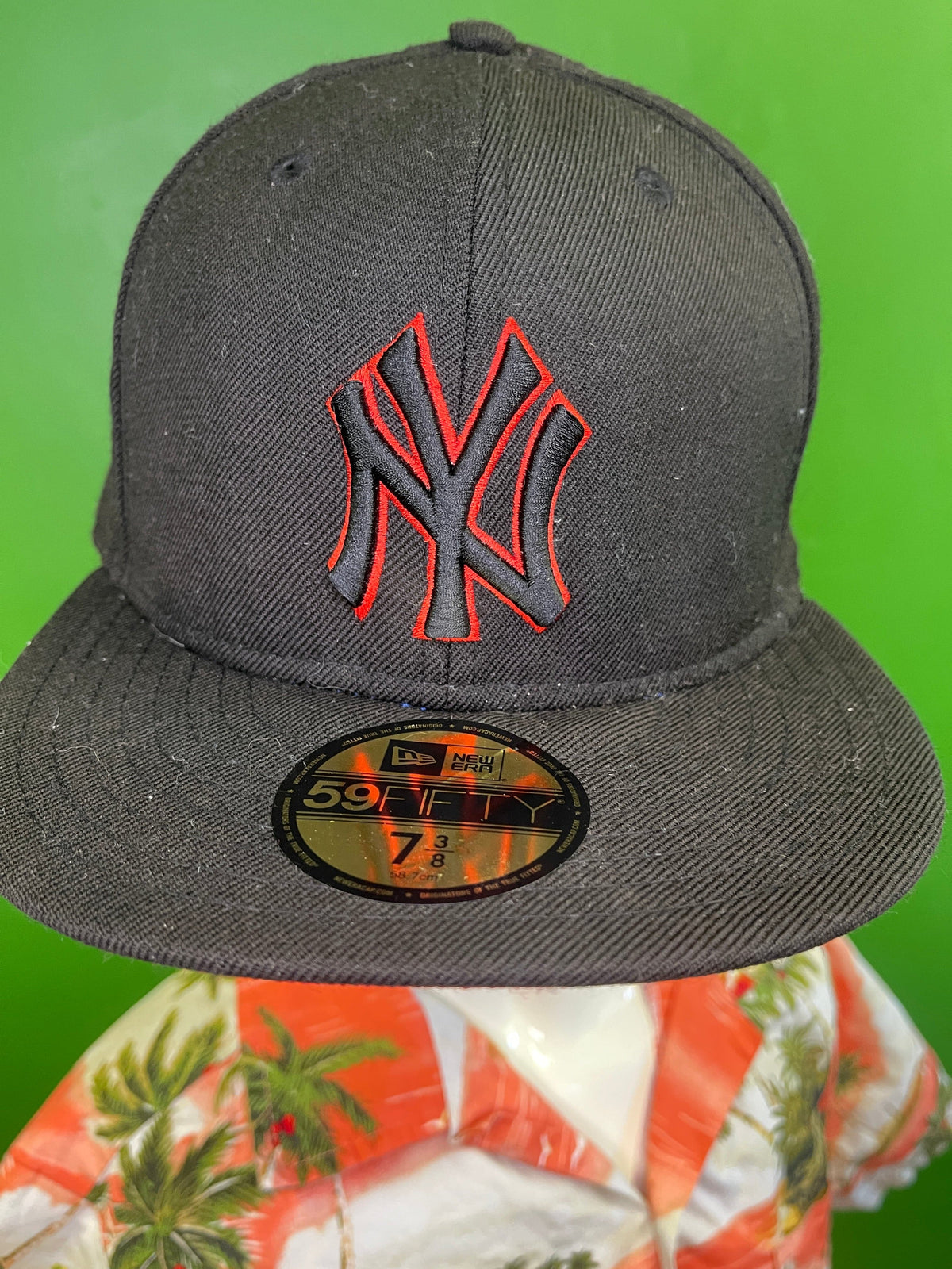 MLB New York Yankees New Era 59FIFTY Cap/Hat Black Red Size 7-3/8 NWT