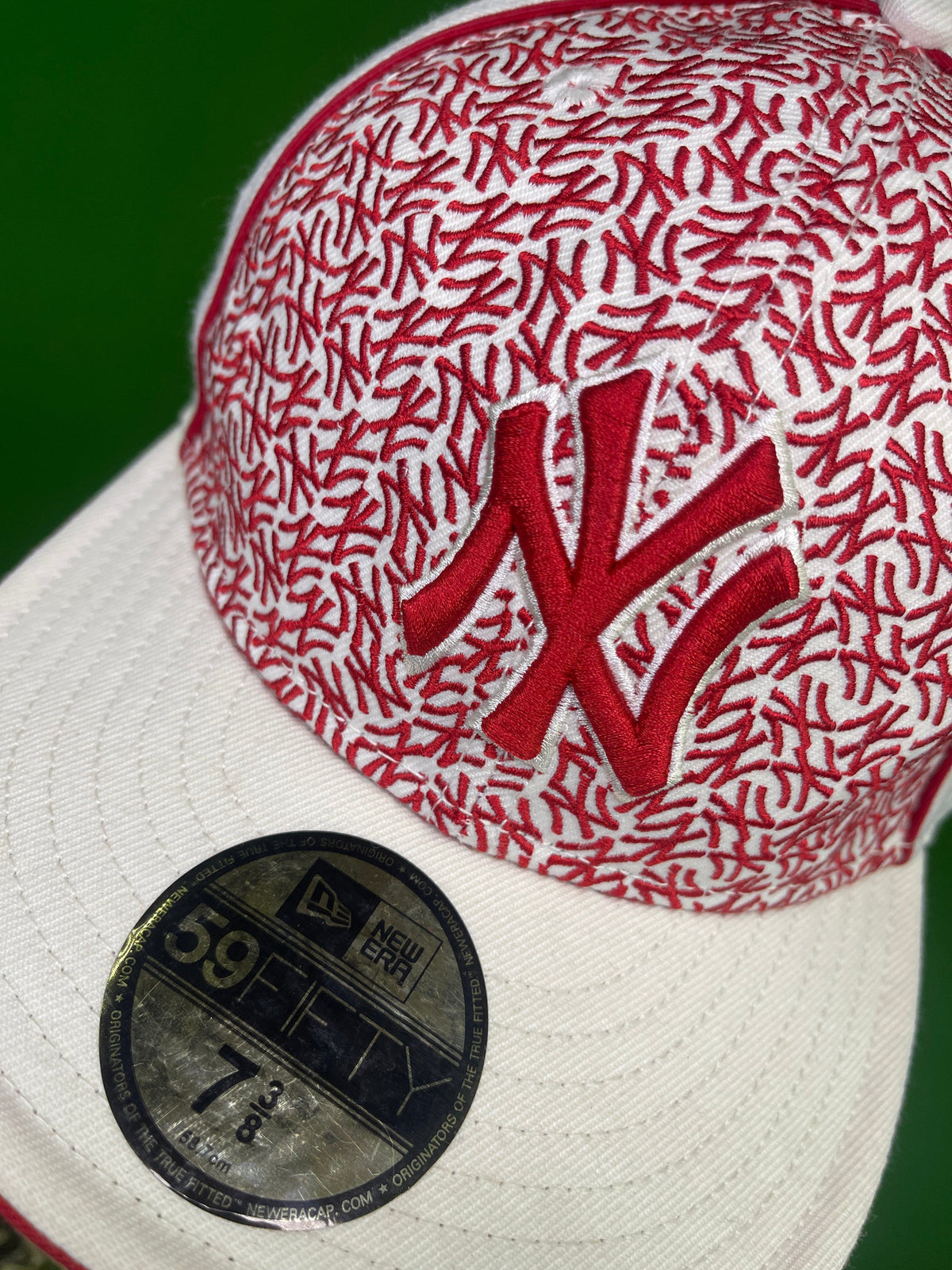 MLB New York Yankees New Era 59FIFTY Cap/Hat Red White Size 7-3/8