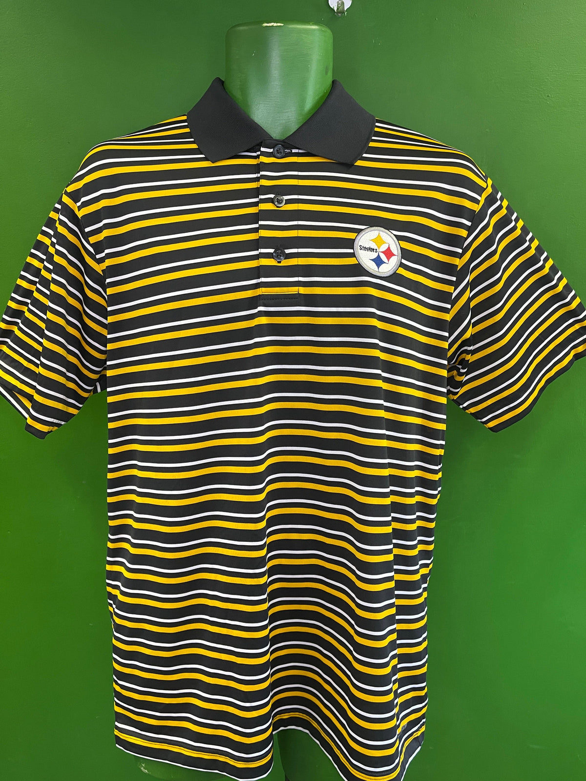 NFL Pittsburgh Steelers Majestic Cool Base Golf Polo Shirt Men's Medium