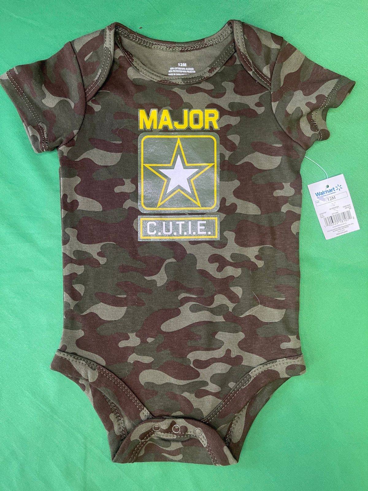 USA Army Major Cutie Camo Bodysuit/Vest 12 months NWT