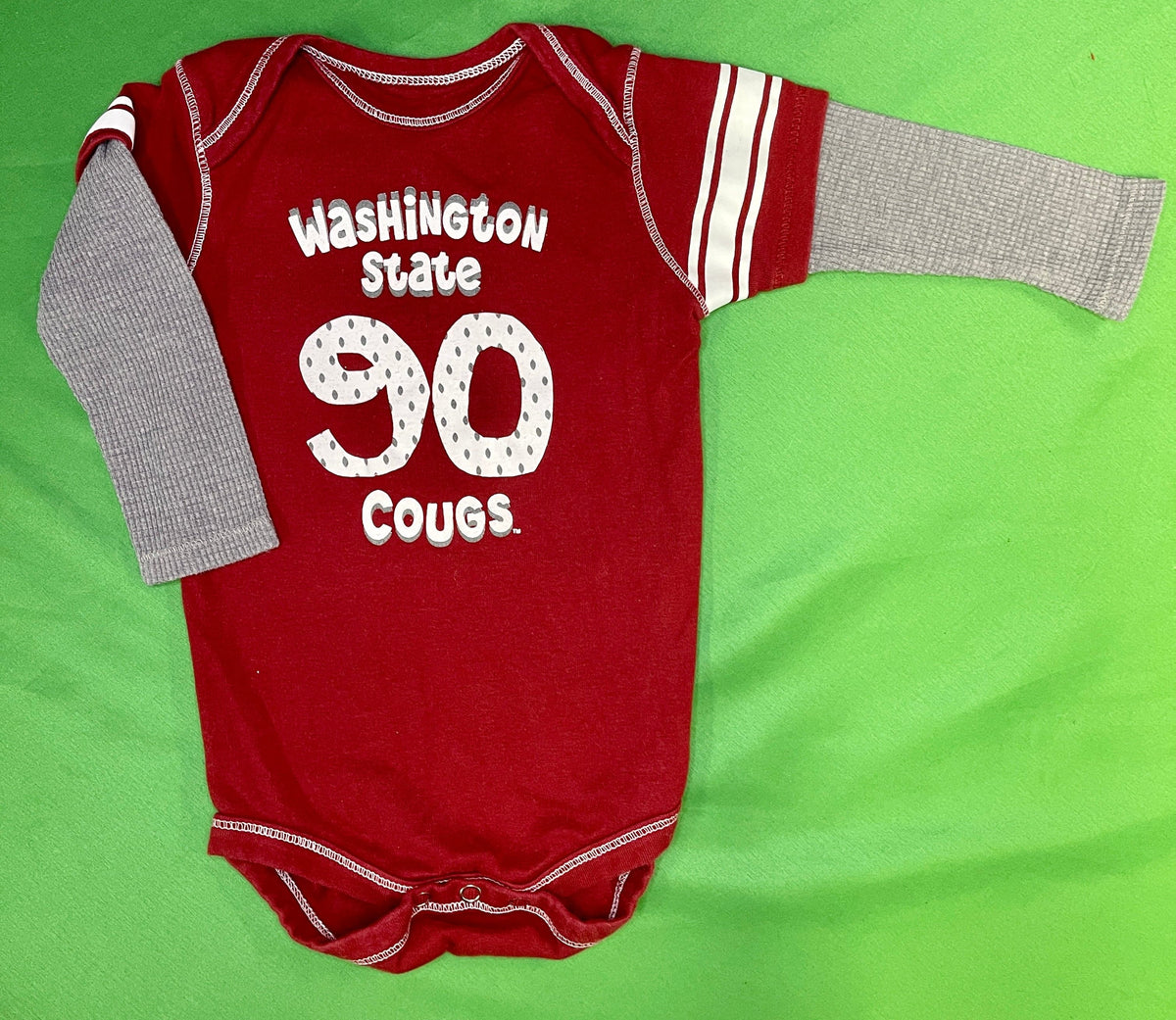 NCAA Washington State Cougars Double Layer L/S Infant Bodysuit 12 Months