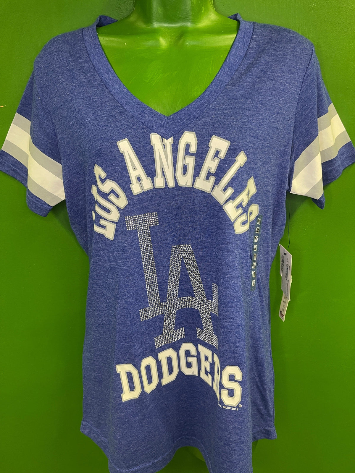 MLB Los Angeles Dodgers Carl Banks GIII V-Neck T-Shirt Women's Medium NWT