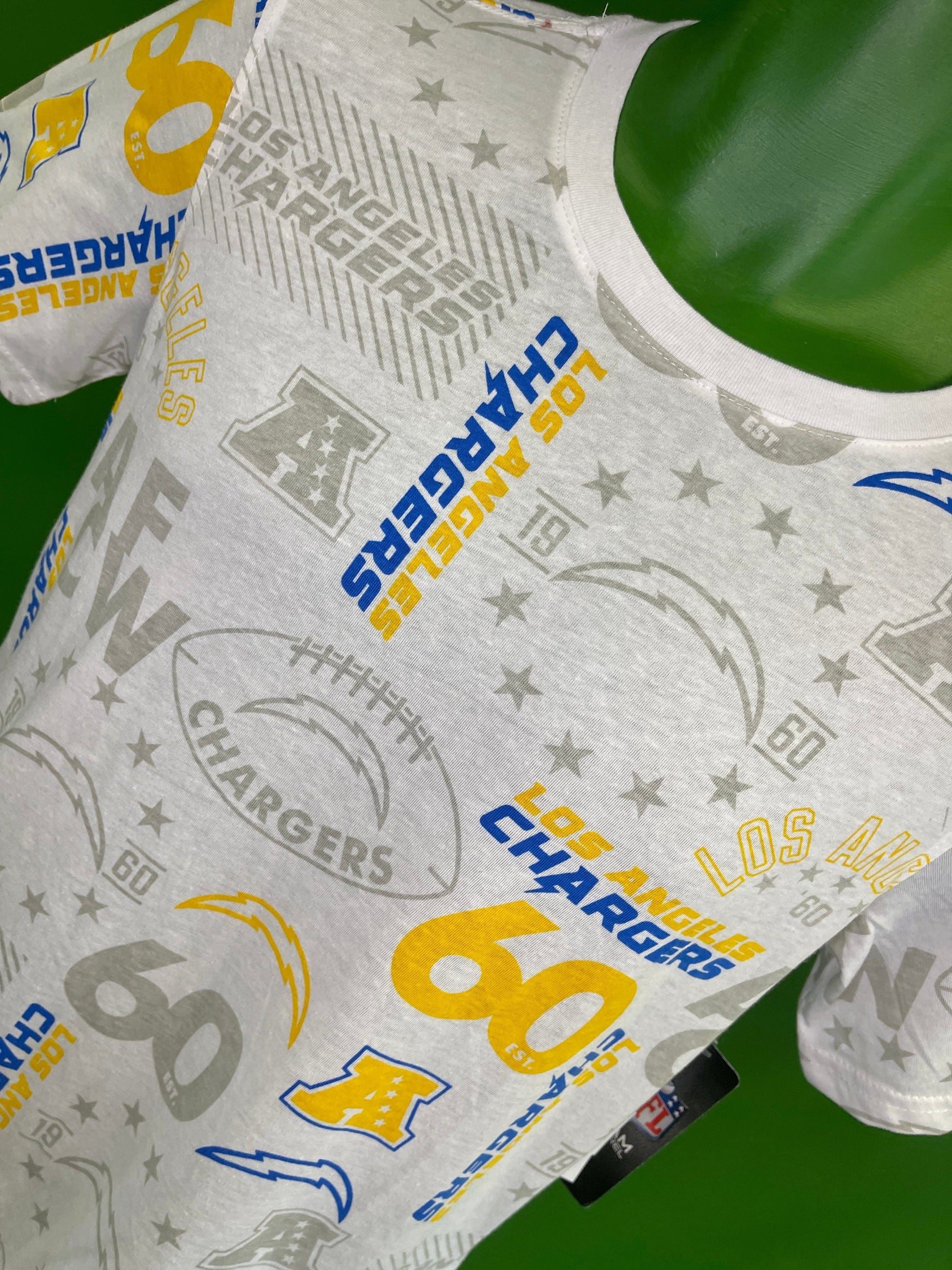 NFL Los Angeles Chargers White Patterned T-Shirt Youth Large 14-16 NWT