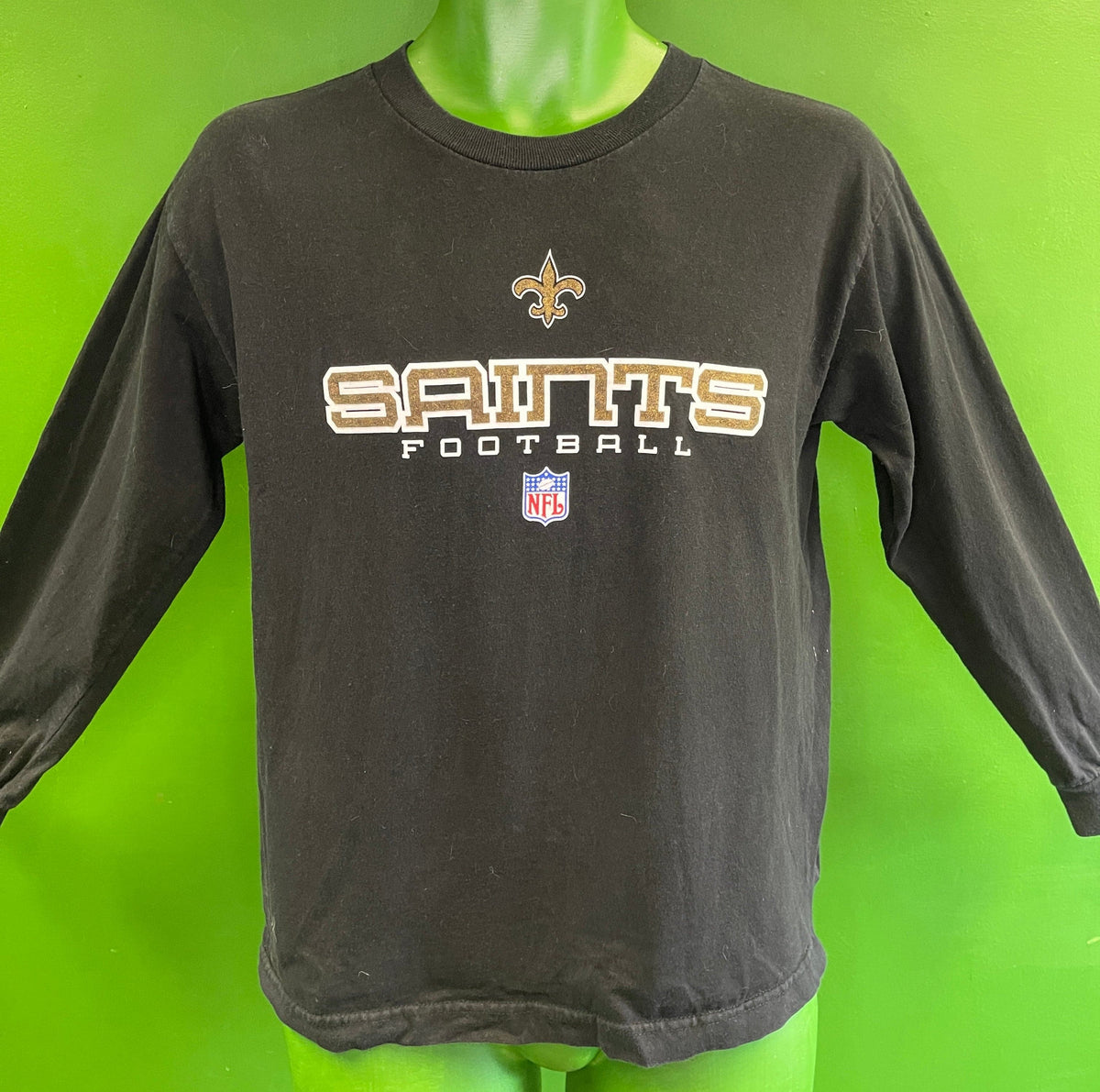 NFL New Orleans Saints L/S 100% Cotton Black T-Shirt Youth Large 14-16