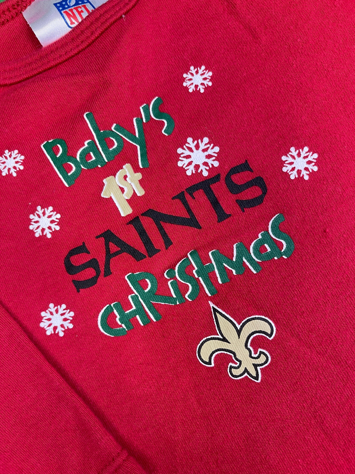 NFL New Orleans Saints L/S Christmas Red Bodysuit 3-6 Months