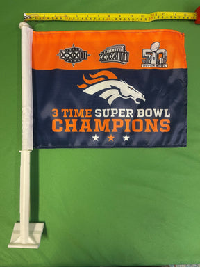 NFL Denver Broncos Double-Sided Car Auto Flag 3X Super Bowl Champs NWT