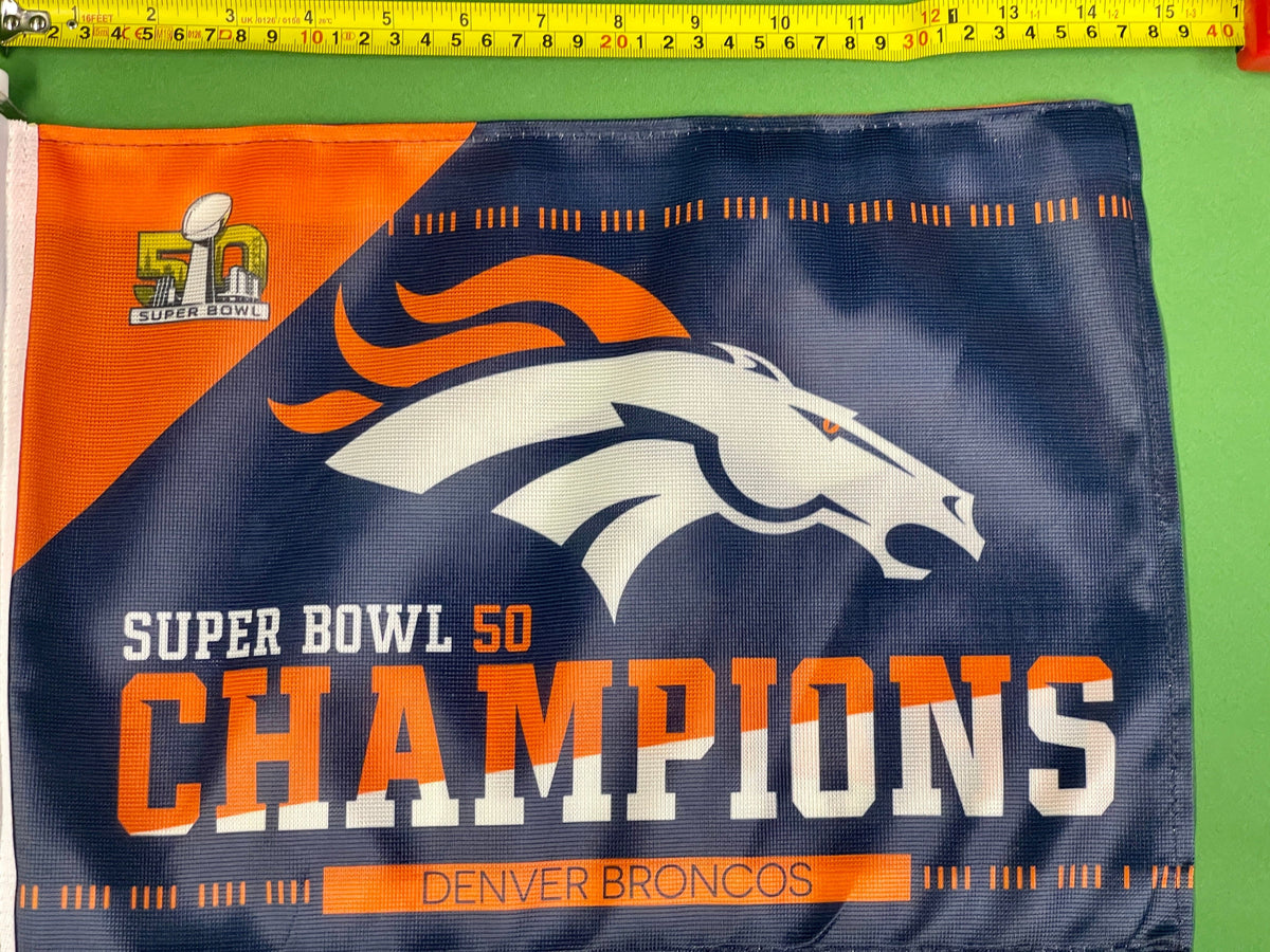 NFL Denver Broncos Double-Sided Car Auto Flag Super Bowl 50 Champs NWT