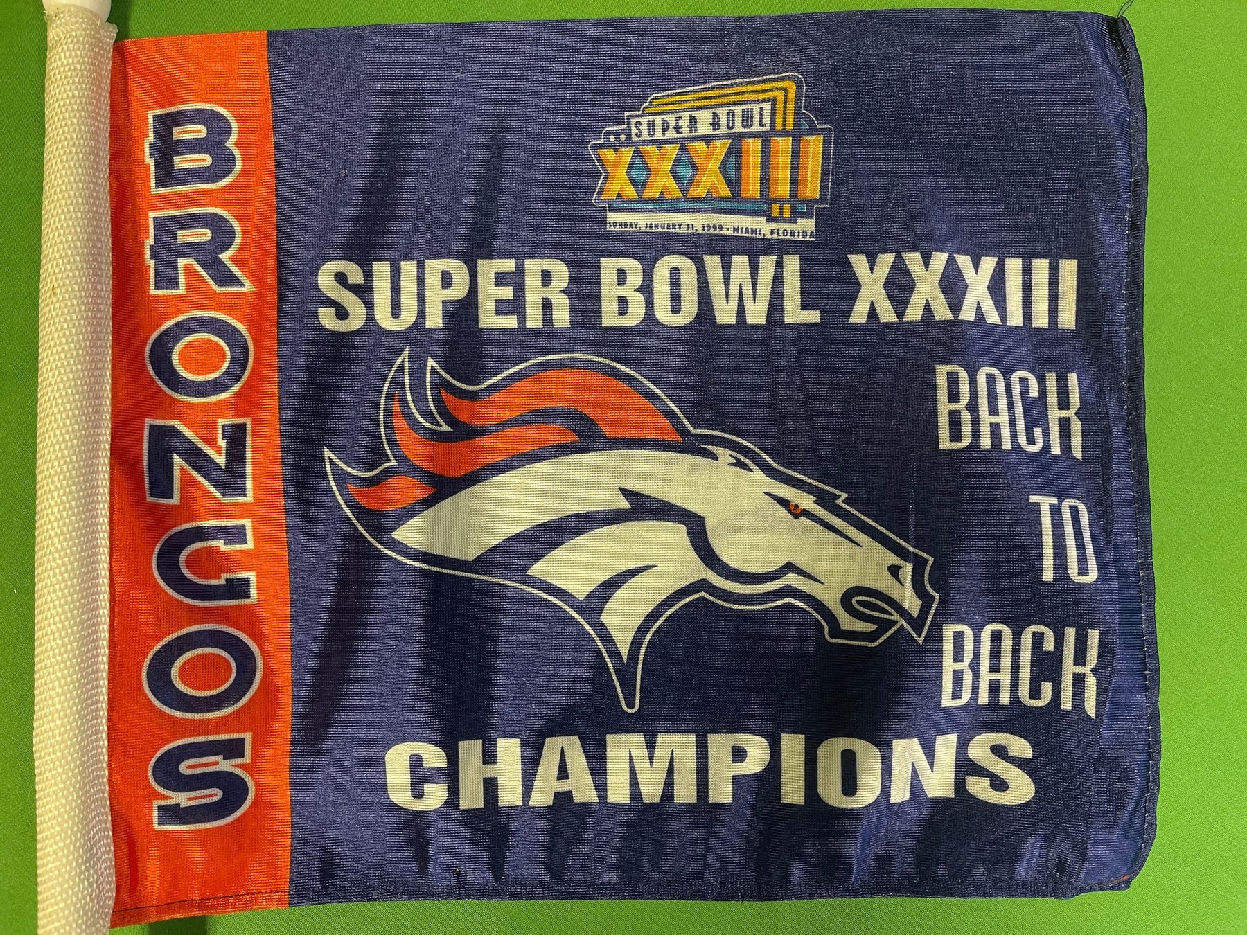 NFL Denver Broncos VTG Double-Sided Car Flag Super Bowl XXXIII