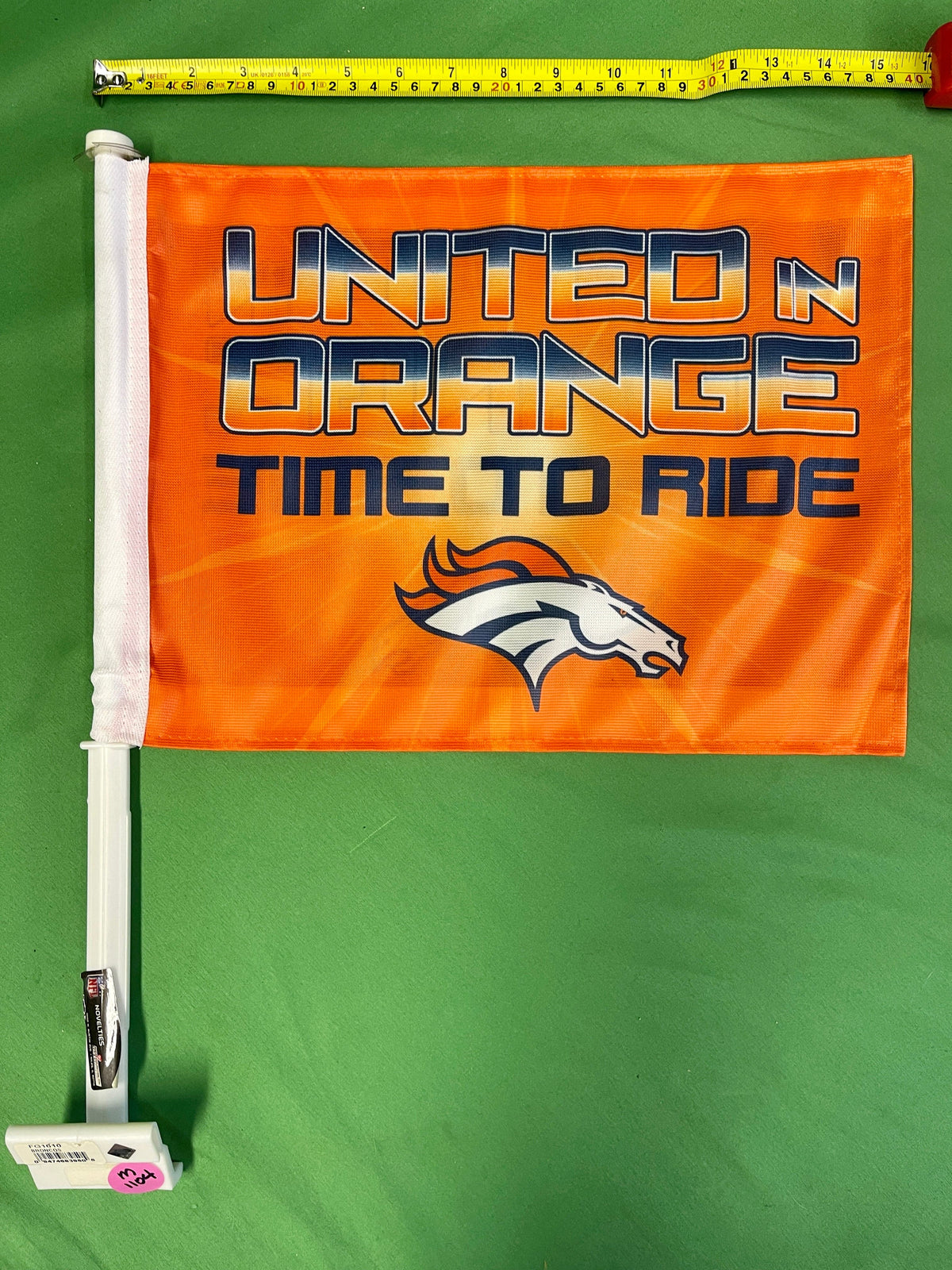 NFL Denver Broncos Double-Sided Car Auto Flag United in Orange NWT