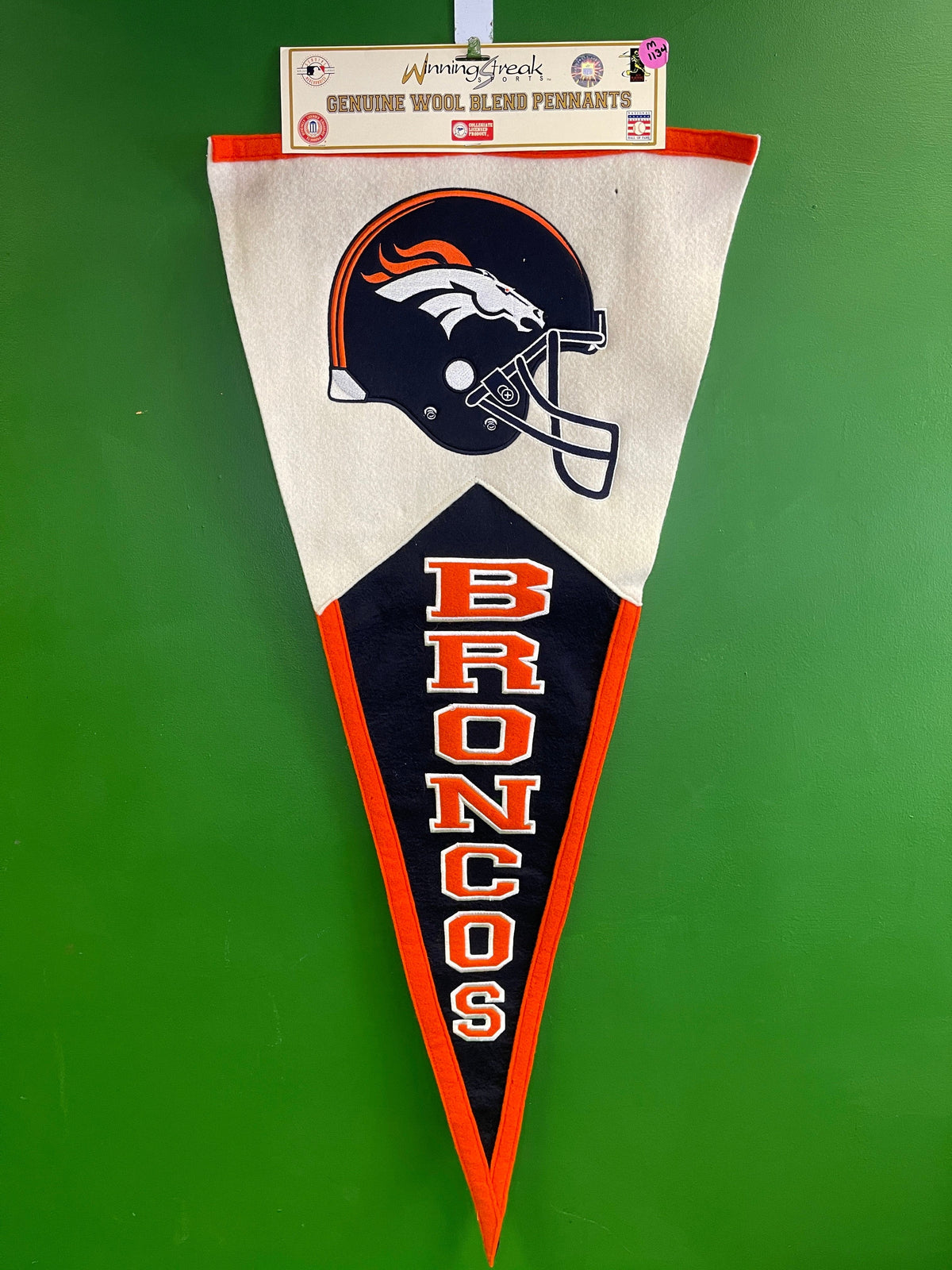 NFL Denver Broncos Wool Blend Pennant Jumbo Size Fan Cave! Embroidered