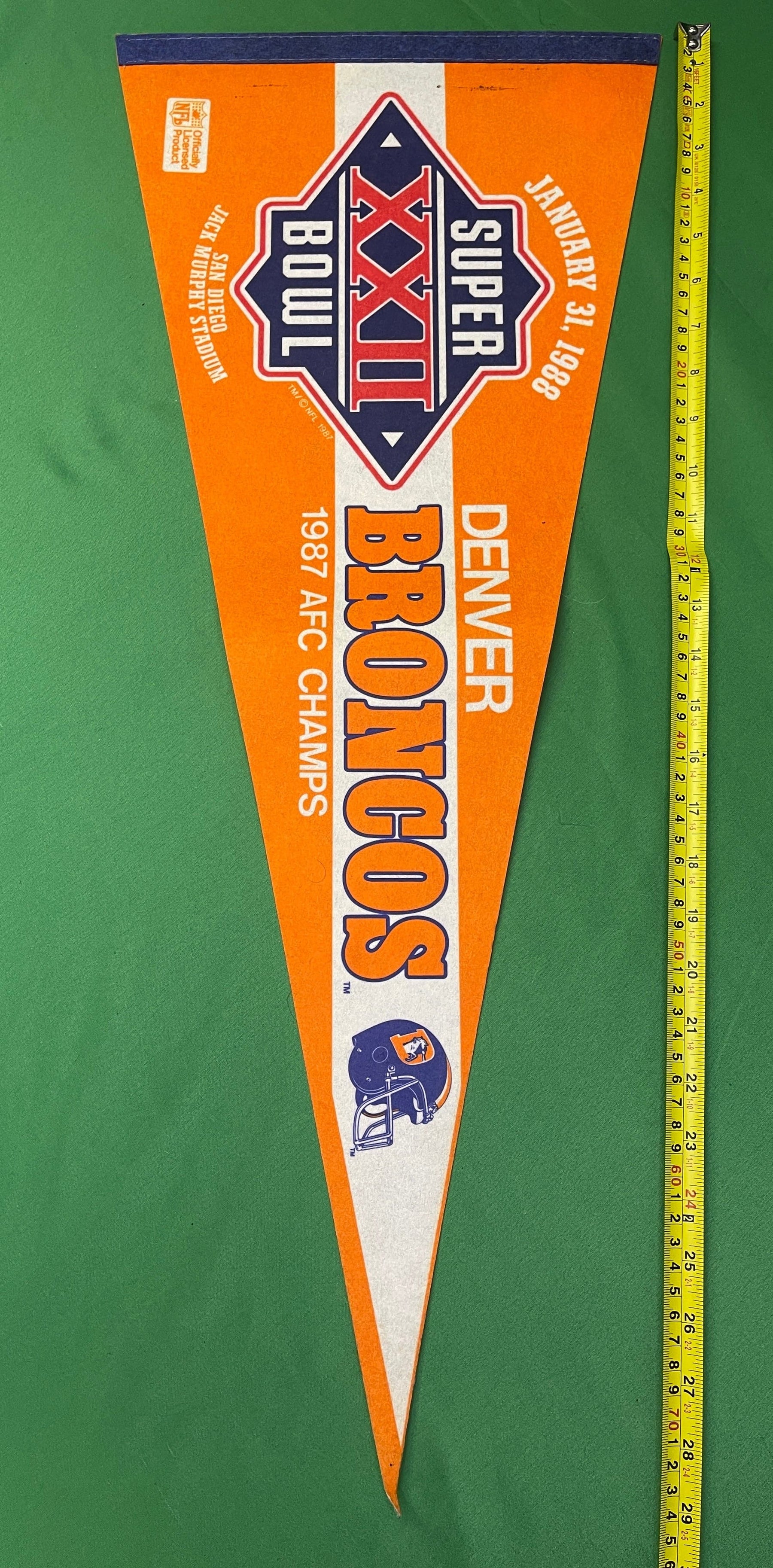 NFL Denver Broncos Super Bowl XXII 1988 Vintage Pennant