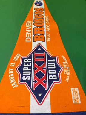 NFL Denver Broncos Super Bowl XXII 1988 Vintage Pennant