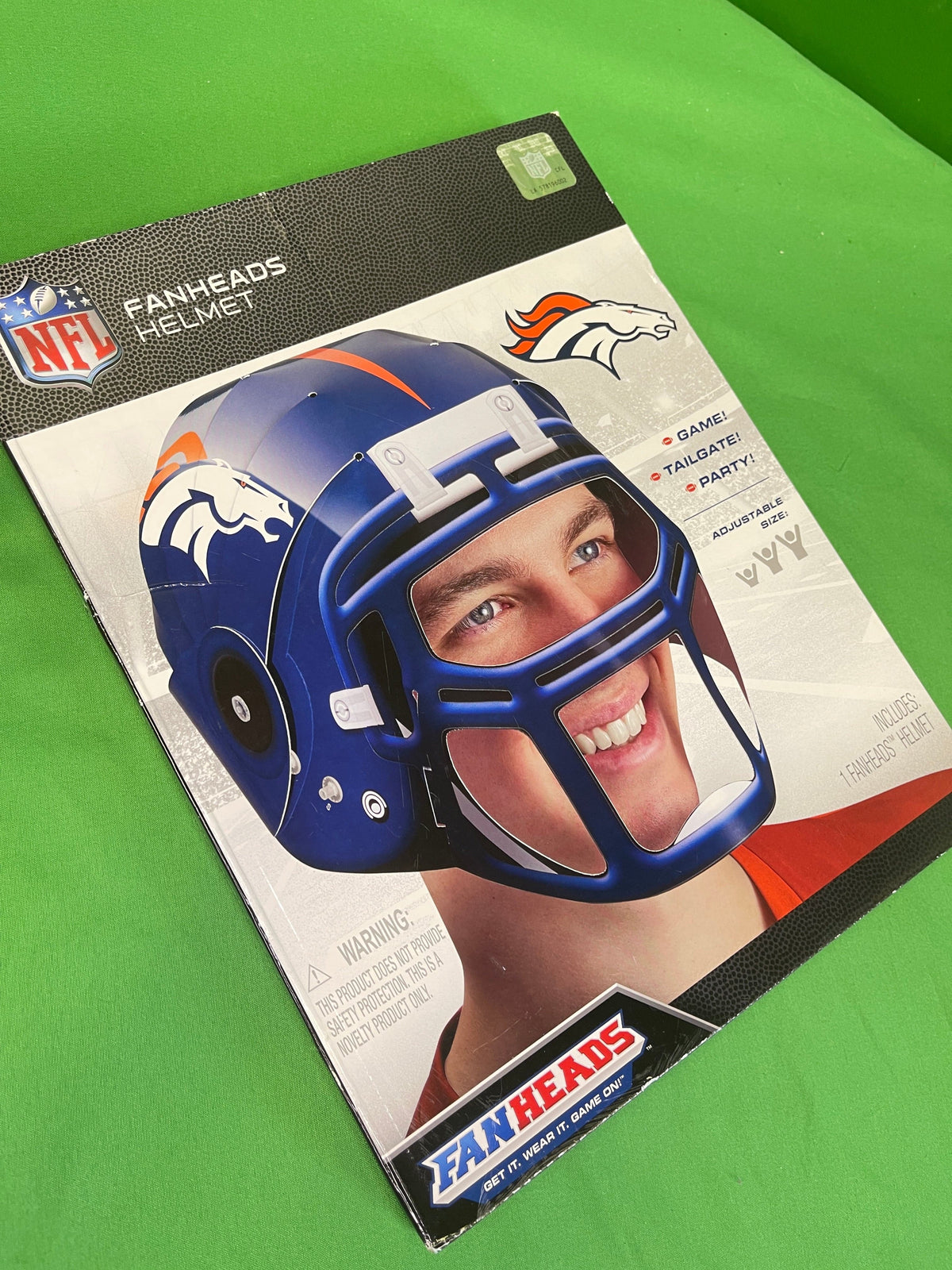 NFL Denver Broncos Fanheads Adjustable Paper Helmet NWT