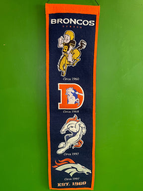 NFL Denver Broncos Wool Heritage 1960-Present Logos Wall Hanging