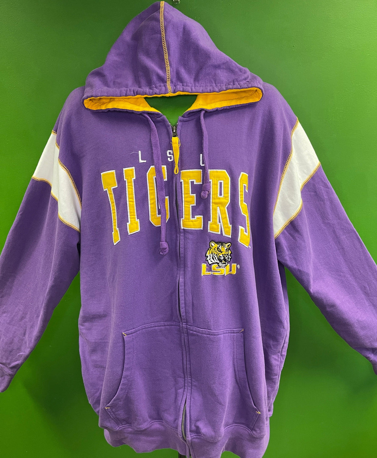 NCAA Louisiana State LSU Tigers Old School Full Zip Hoodie Jacket Men's 2X-Large