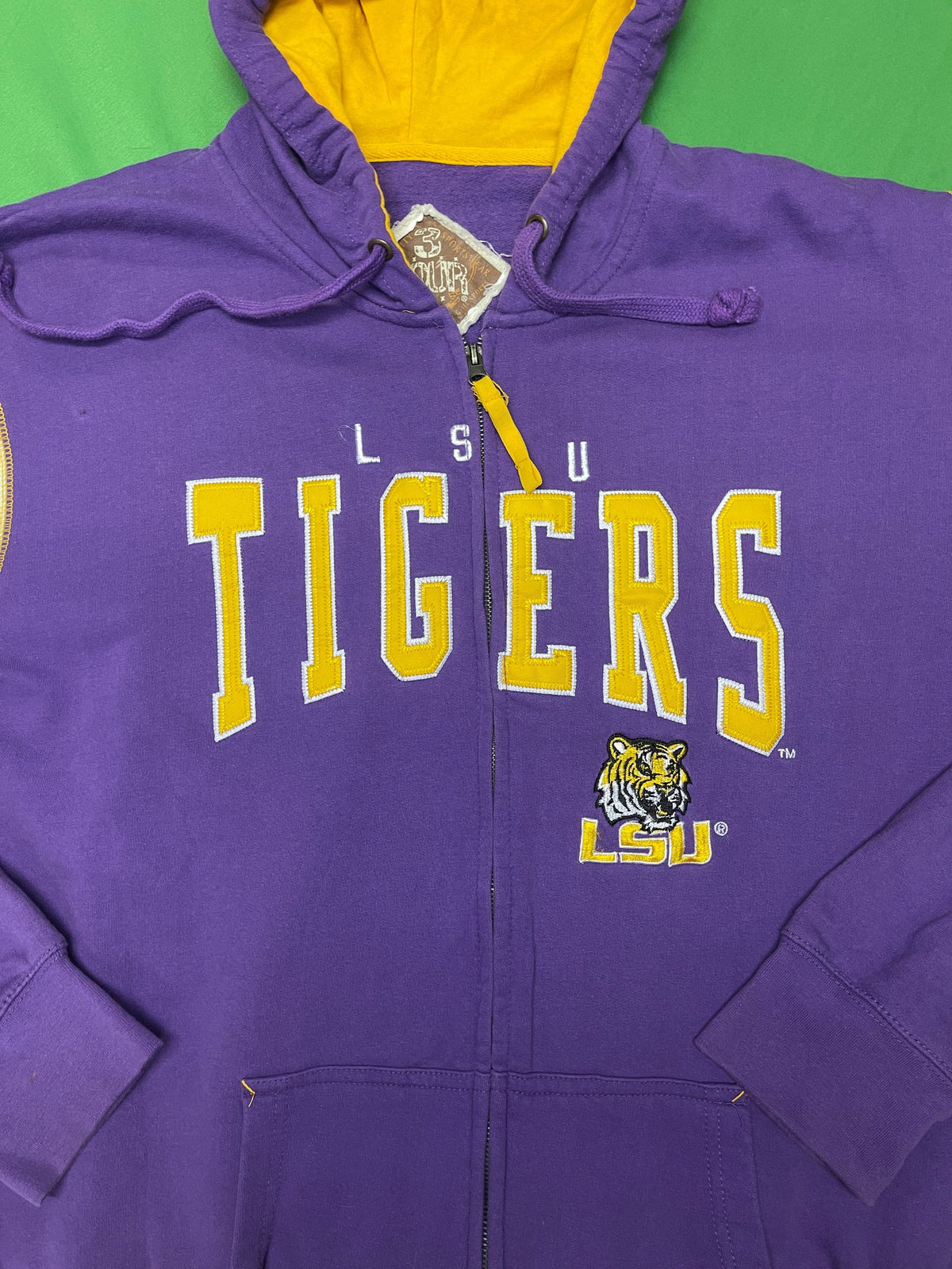 NCAA Louisiana State LSU Tigers Old School Full Zip Hoodie Jacket Men's 2X-Large