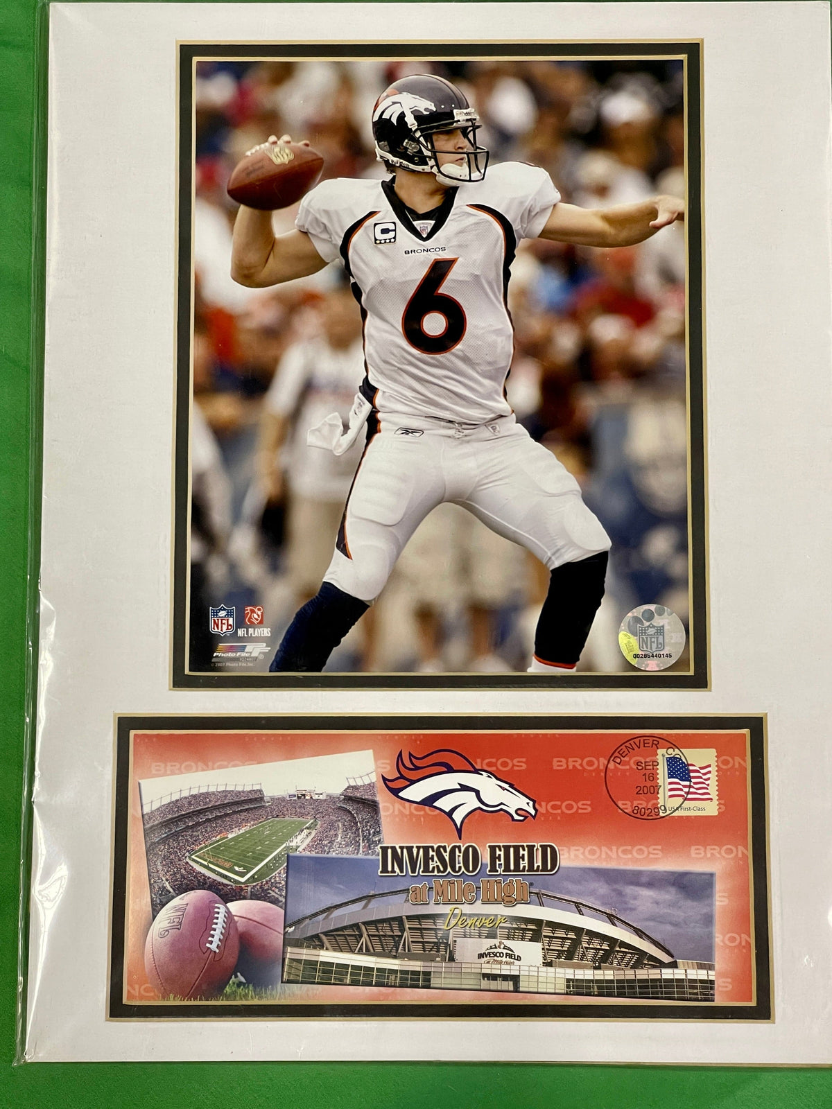 NFL Denver Broncos Jay Cutler #6 New Matted Photo & First Day Cover Envelope