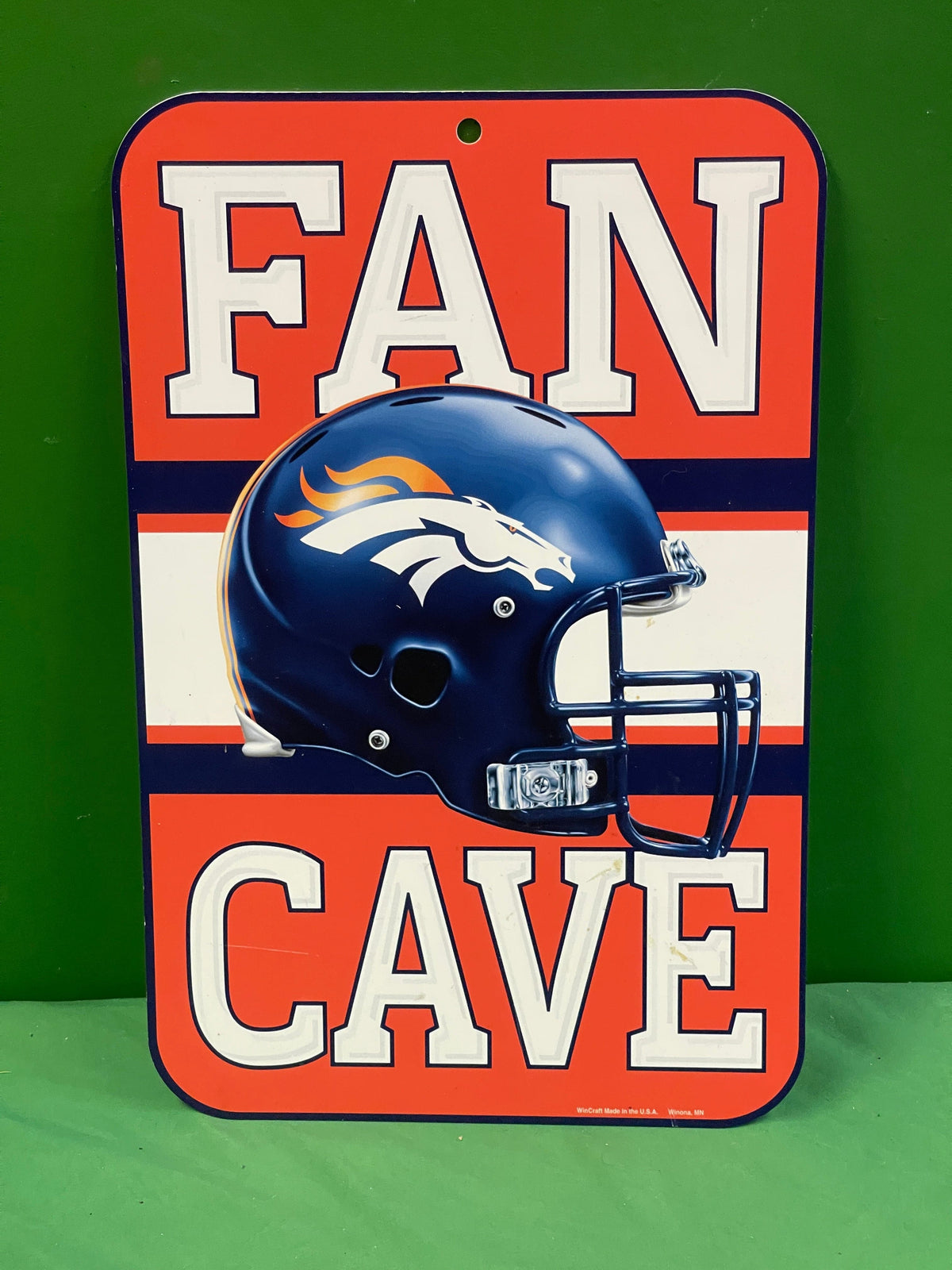 NFL Denver Broncos Fan Cave Plastic Sign 11" x 17"