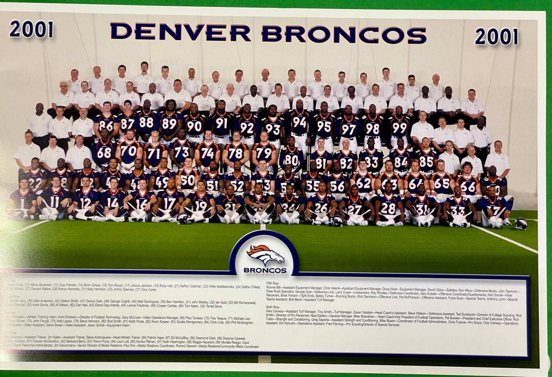 NFL Denver Broncos 12" x 18" 2001 Team Photo