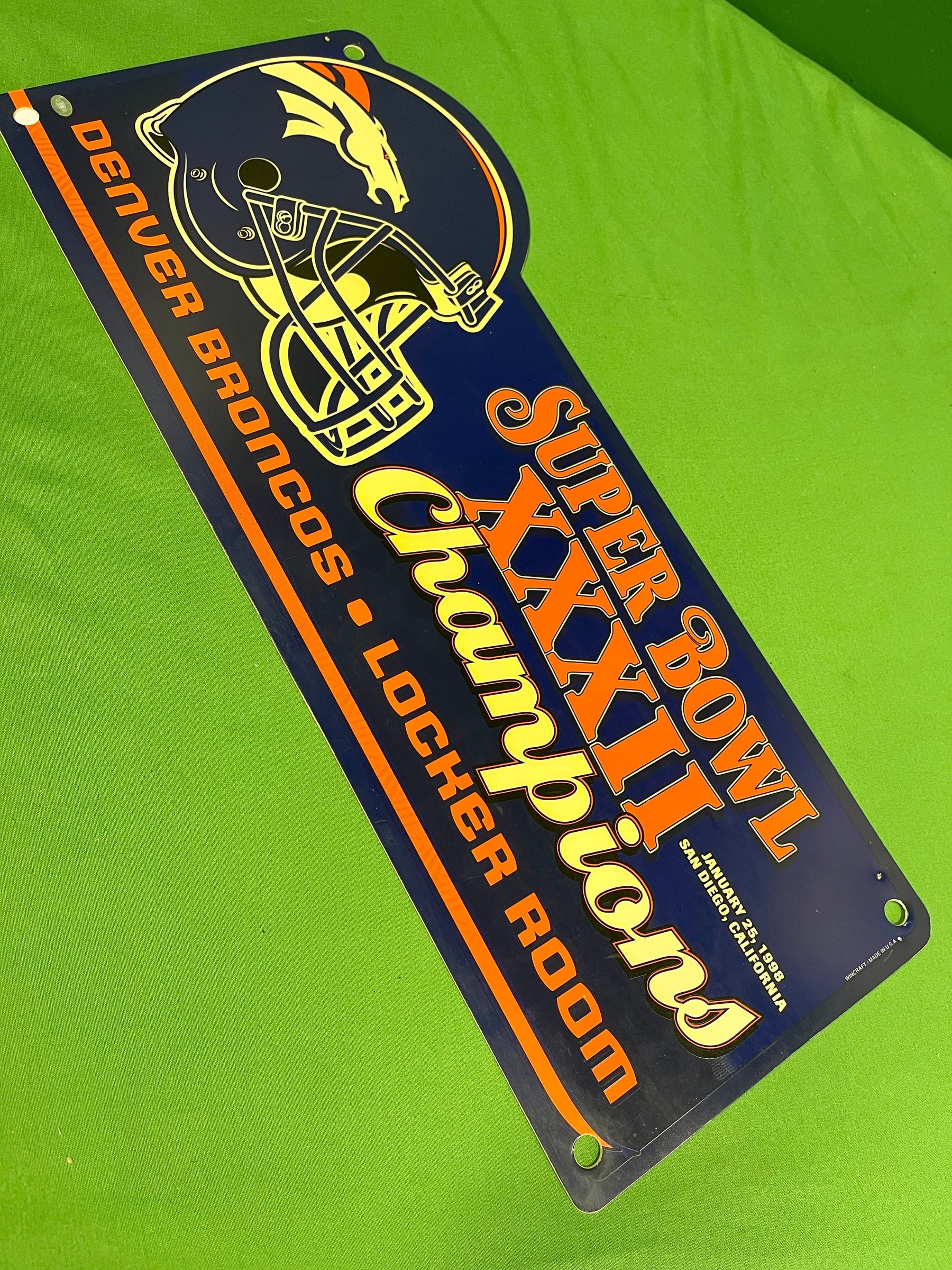 NFL Denver Broncos Super Bowl XXXII Fan Cave Locker Room Sign 18"