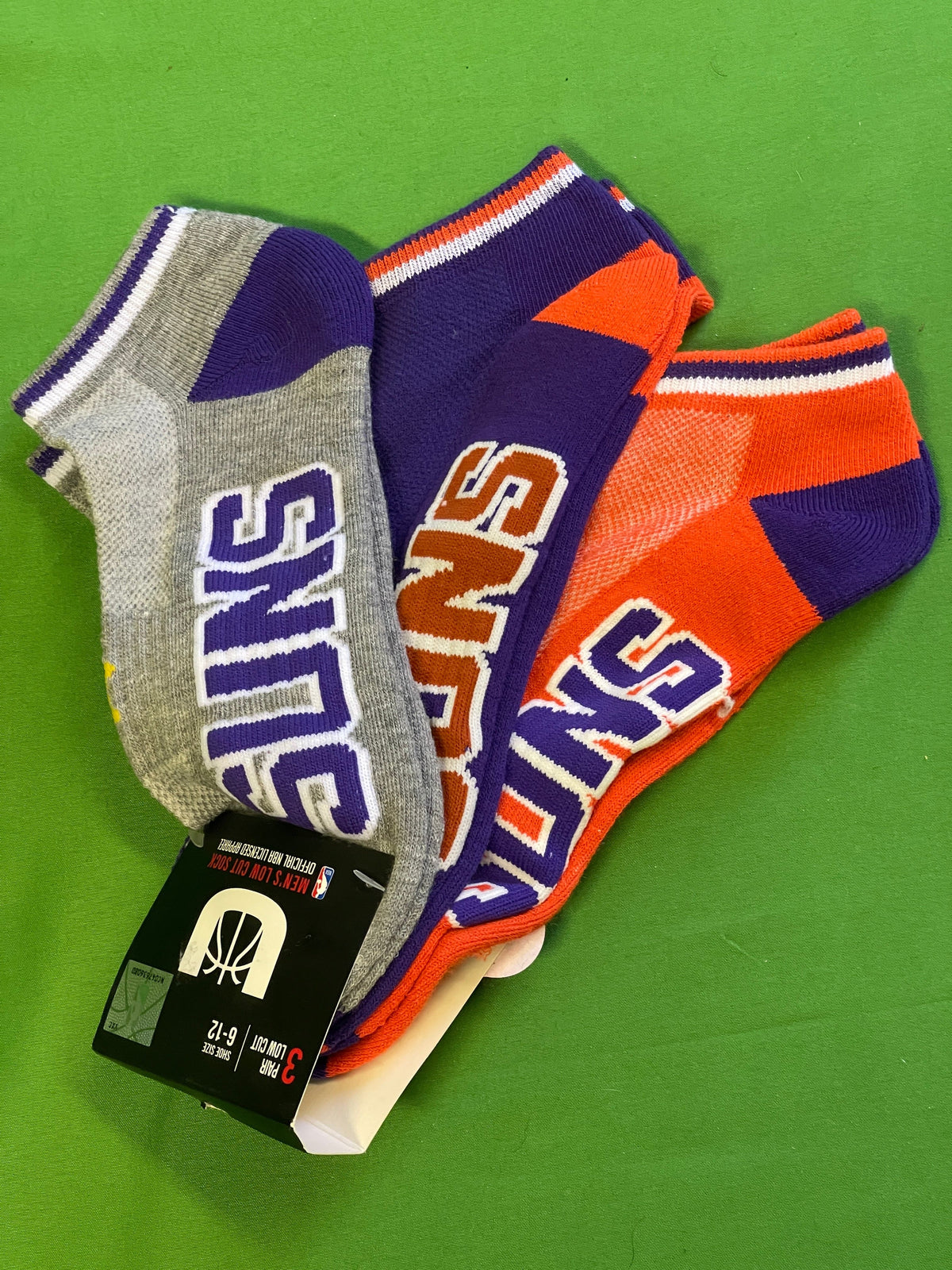 NBA Phoenix Suns Pack of 3 Low-Cut Trainer Socks Men's Shoe Size 5-11 NWT