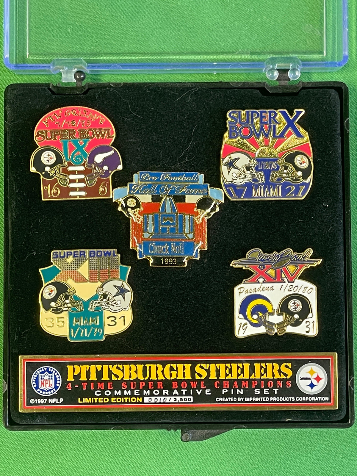 NFL Pittsburgh Steelers Set of 5 Commemorative Pins 1st 4 SB + Chuck Noll HOF