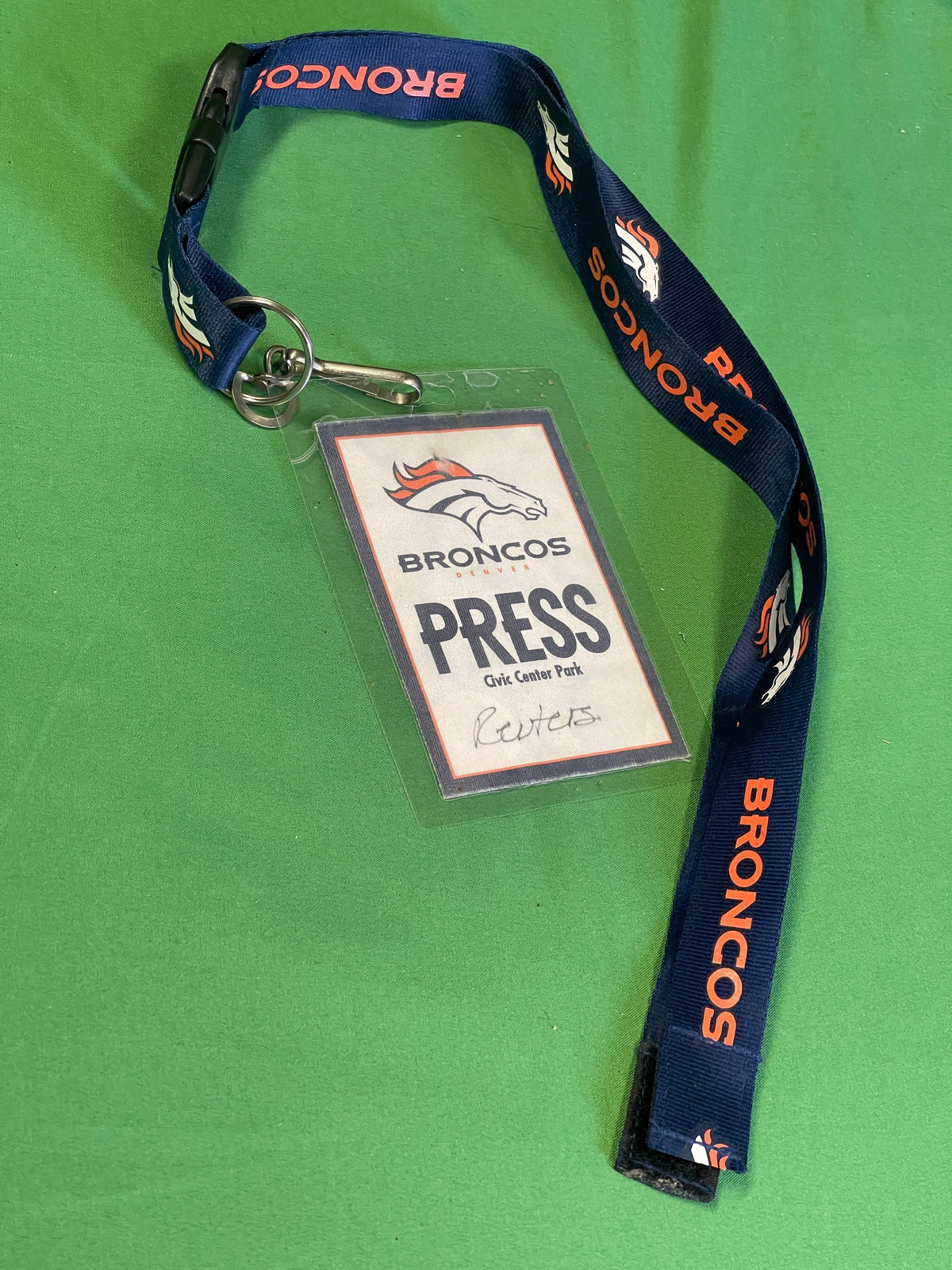NFL Denver Broncos Civic Centre Press Pass Lanyard w/Detachable Key Clip