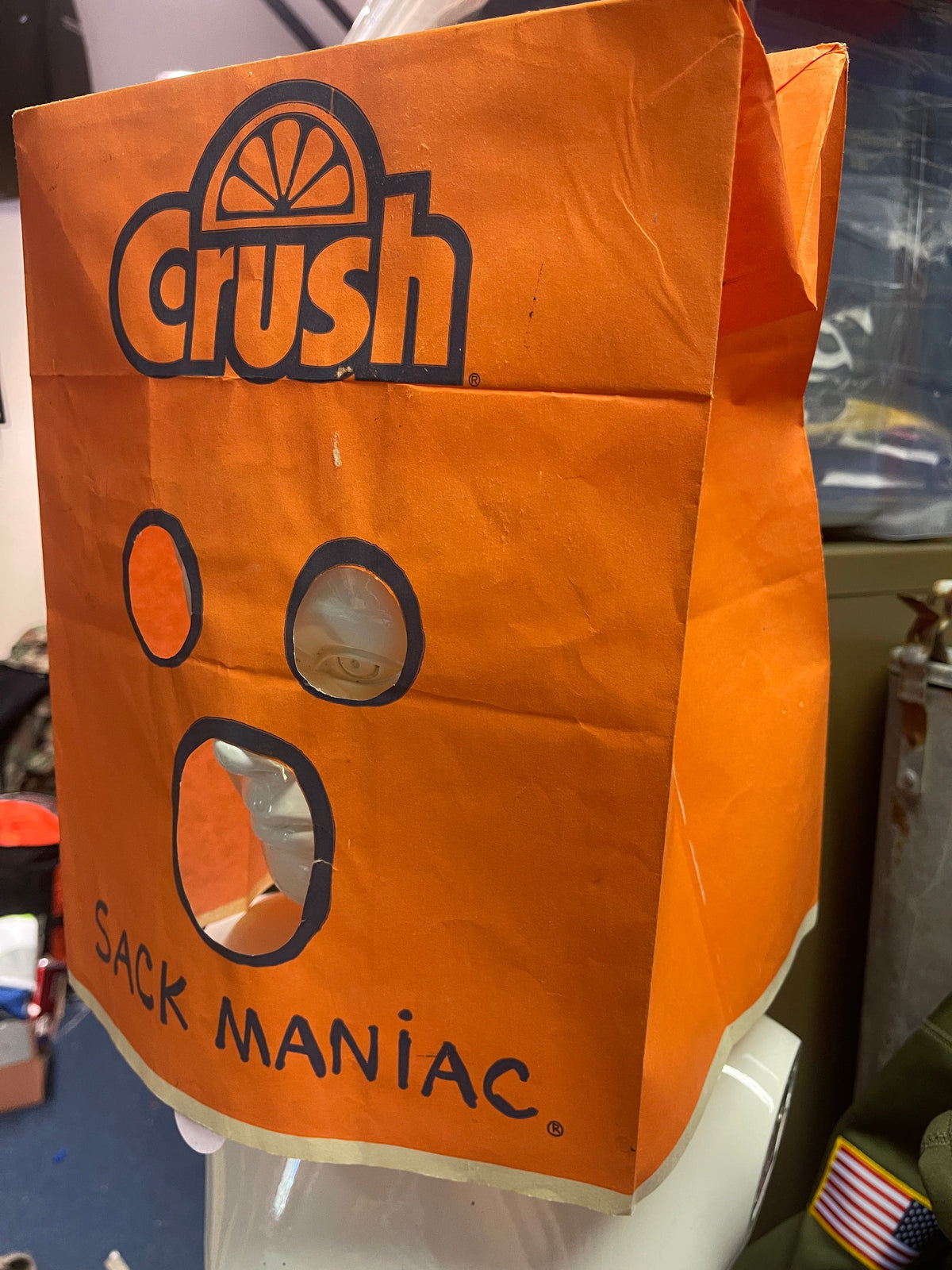 NFL Denver Broncos Orange Crush Rare Vintage 1986 Game Giveaway "Sack Maniac" Paper Bag