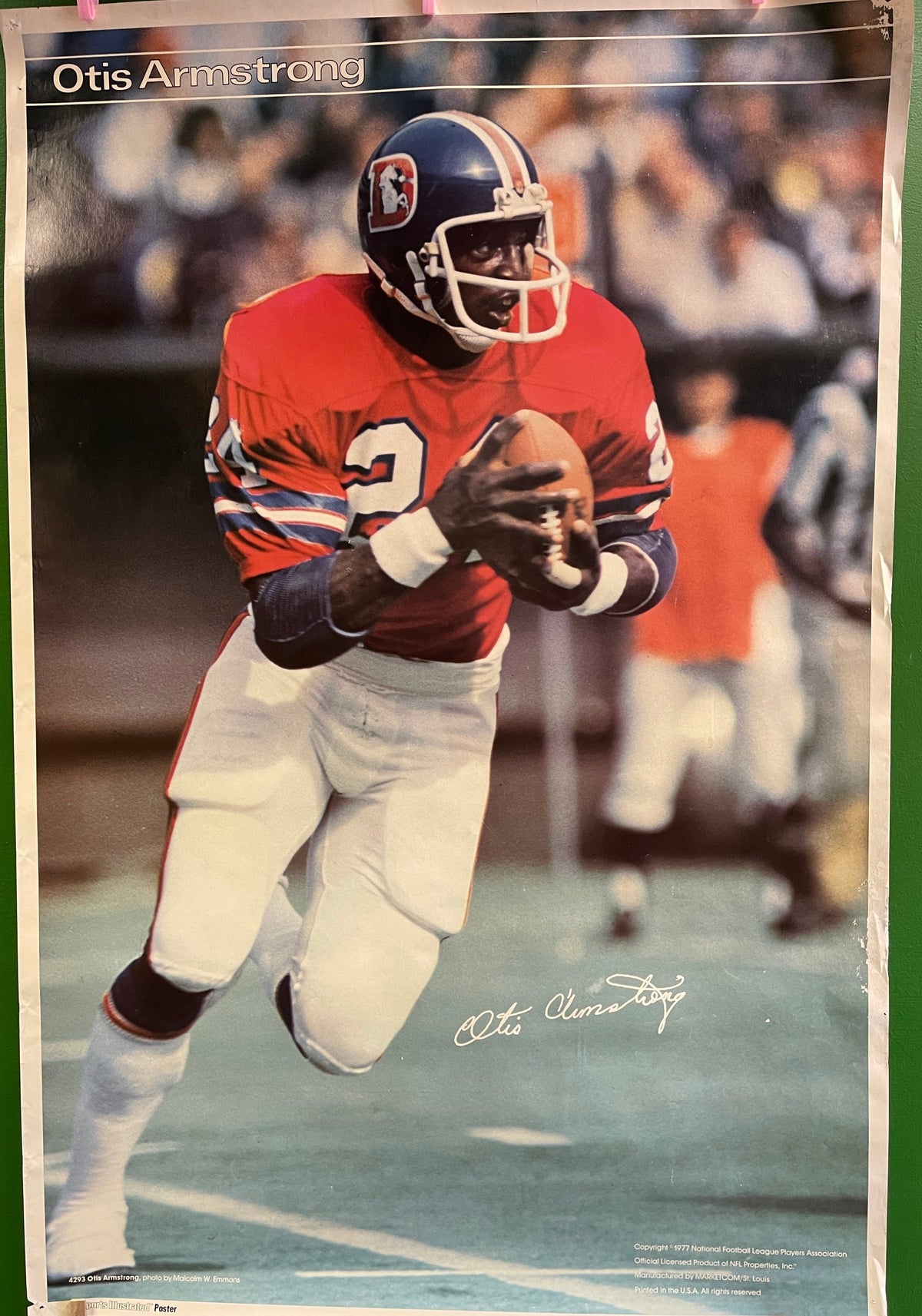 NFL Denver Broncos Otis Armstrong #24 Vintage 1977 Poster