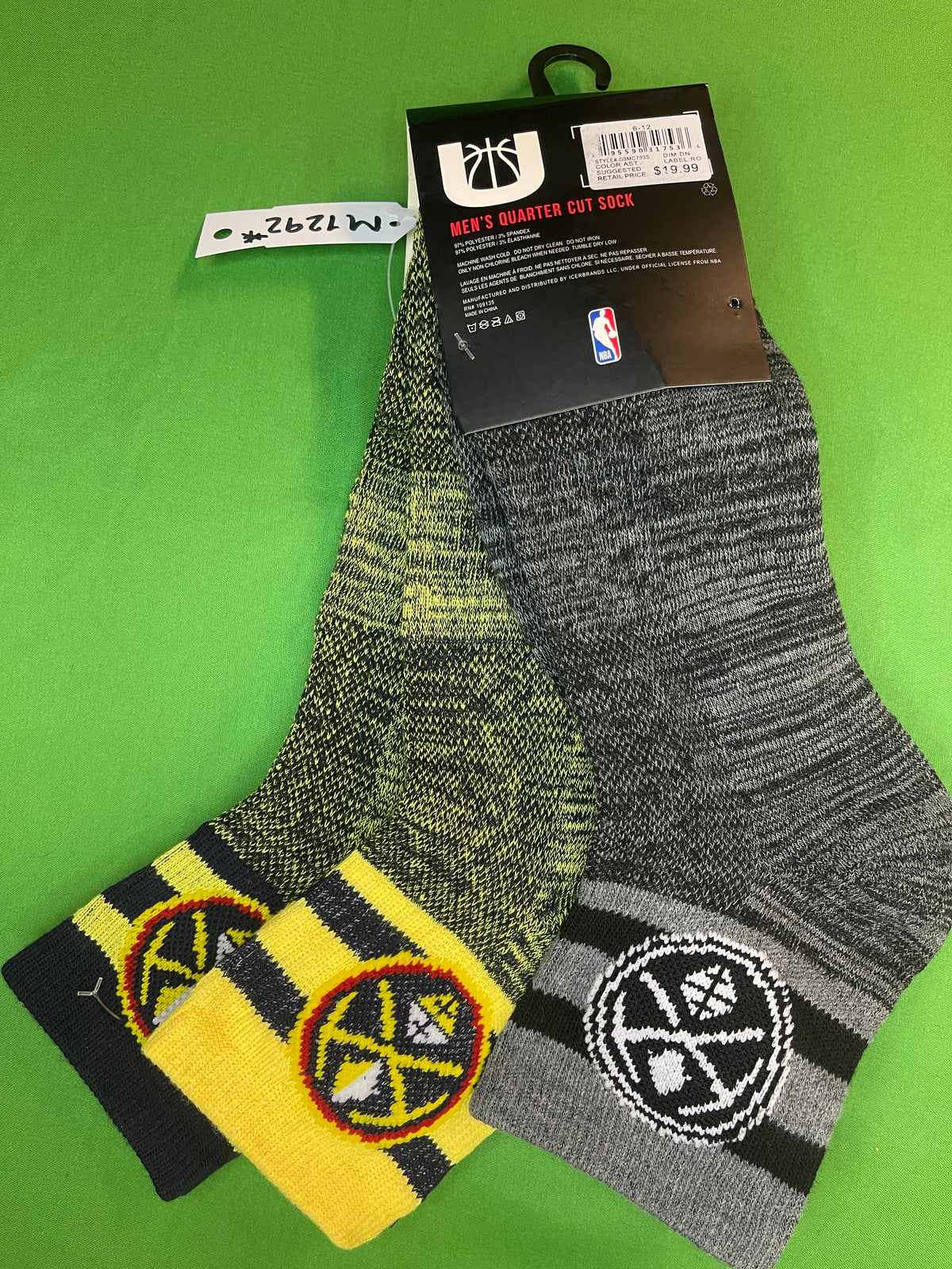 NBA Denver Nuggets Pack of 3 1/4 Cut Space Dye Socks Men's American 6-12 NWT