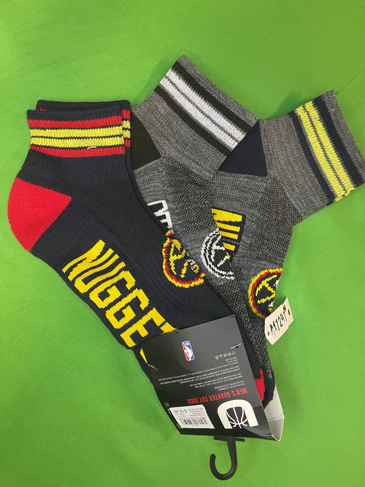 NBA Denver Nuggets Pack of 3 1/4 Cut Socks Men's American 6-12 NWT