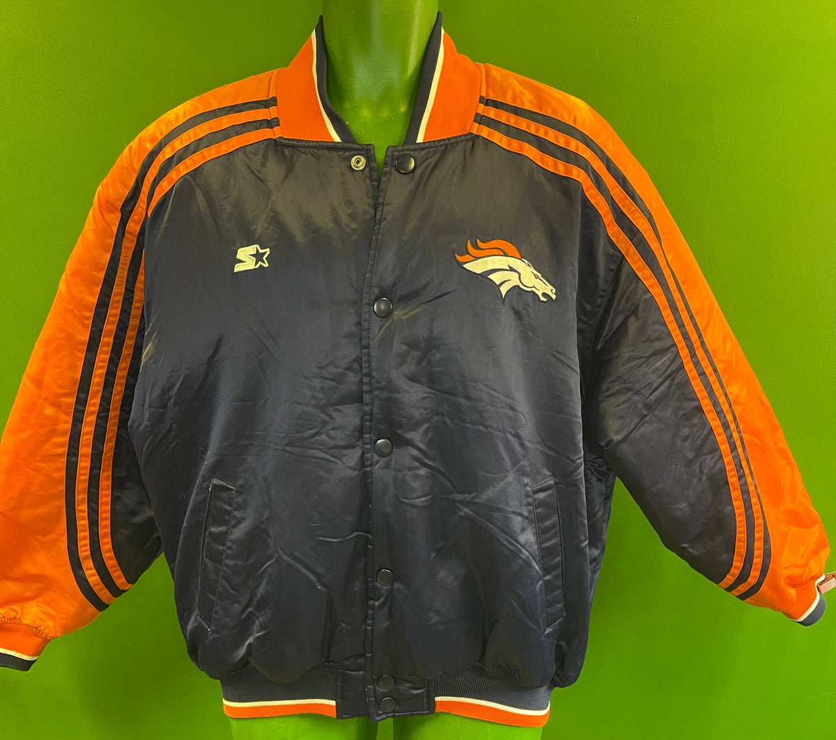 NFL Denver Broncos ProLine Starter Vintage Satin Quilted Bomber Jacket Men's Medium