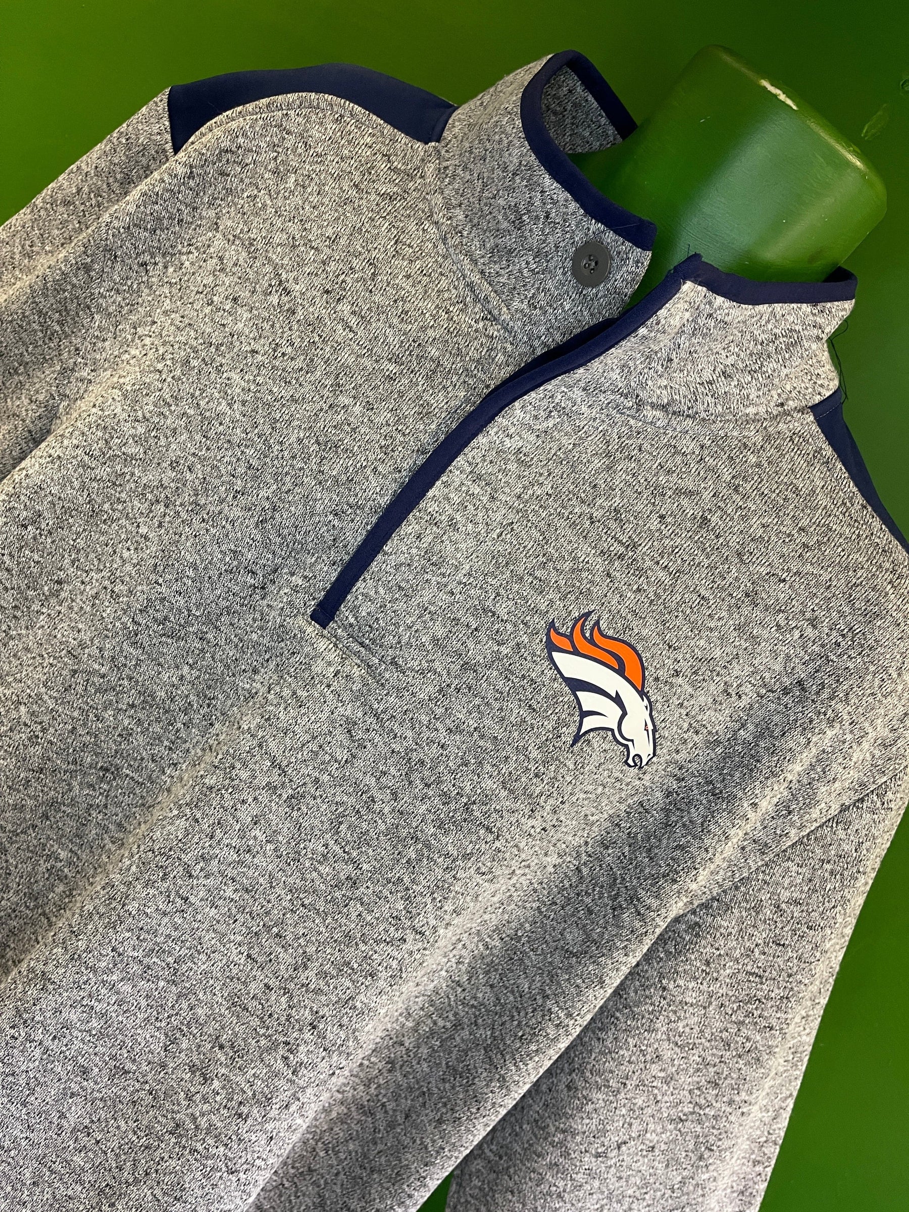 NFL Denver Broncos Heathered Grey 1/4 Buttoned Pullover Men's 2X-Large NWT