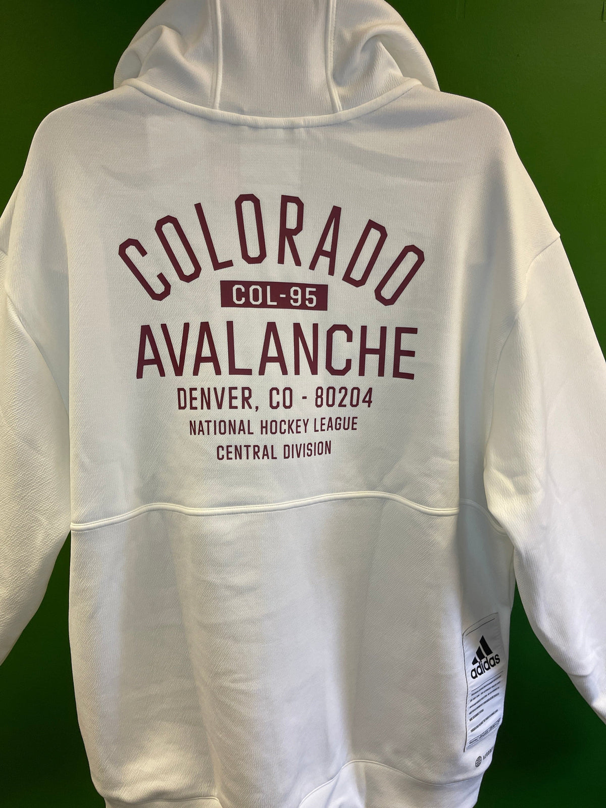 NHL Colorado Avalanche Sustainable White 1/4 Zip Pullover Hoodie Unitefit X-Large NWT
