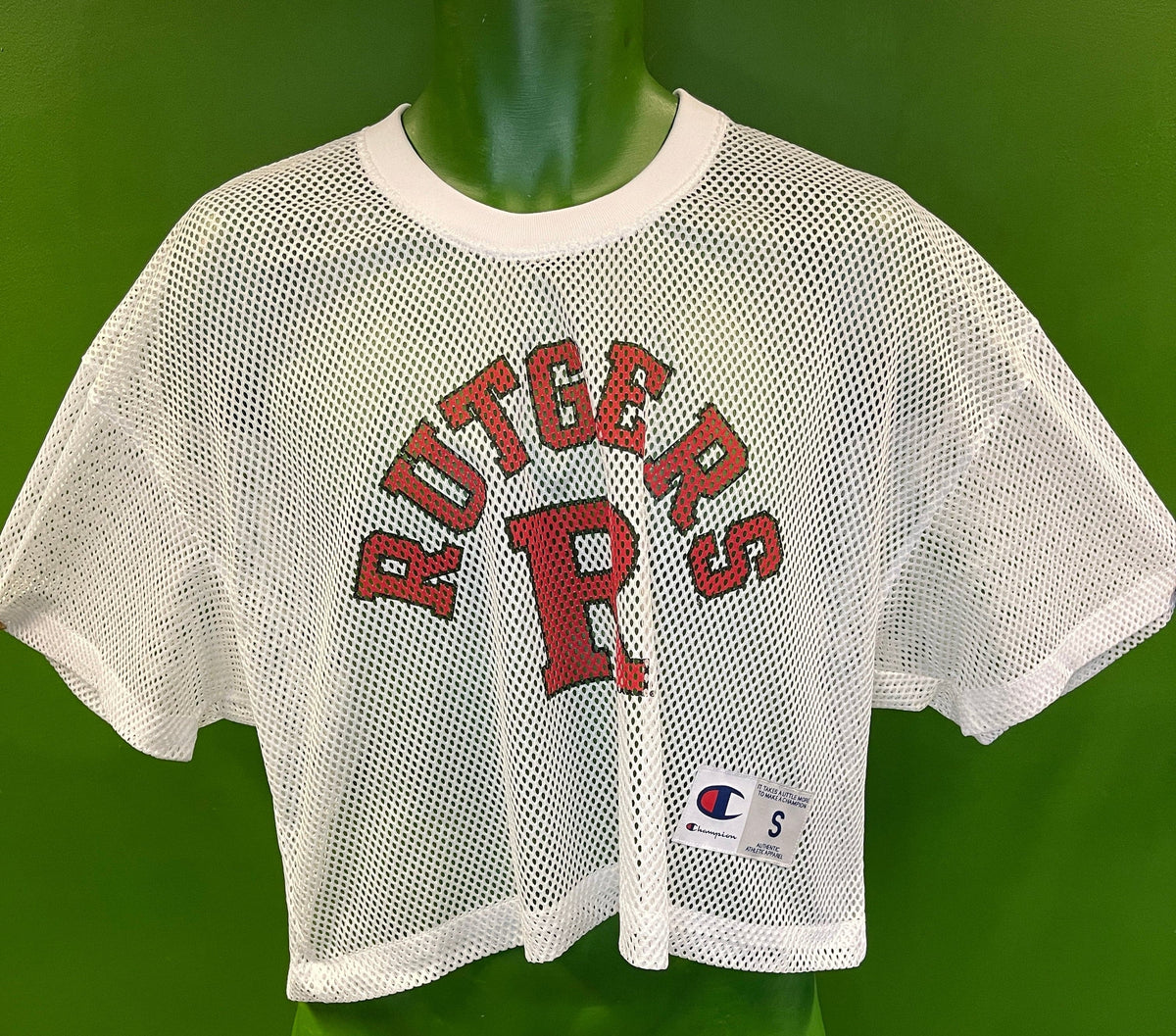 NCAA Rutgers Scarlet Knights Champion Vintage Cropped Mesh Jersey Men's Small