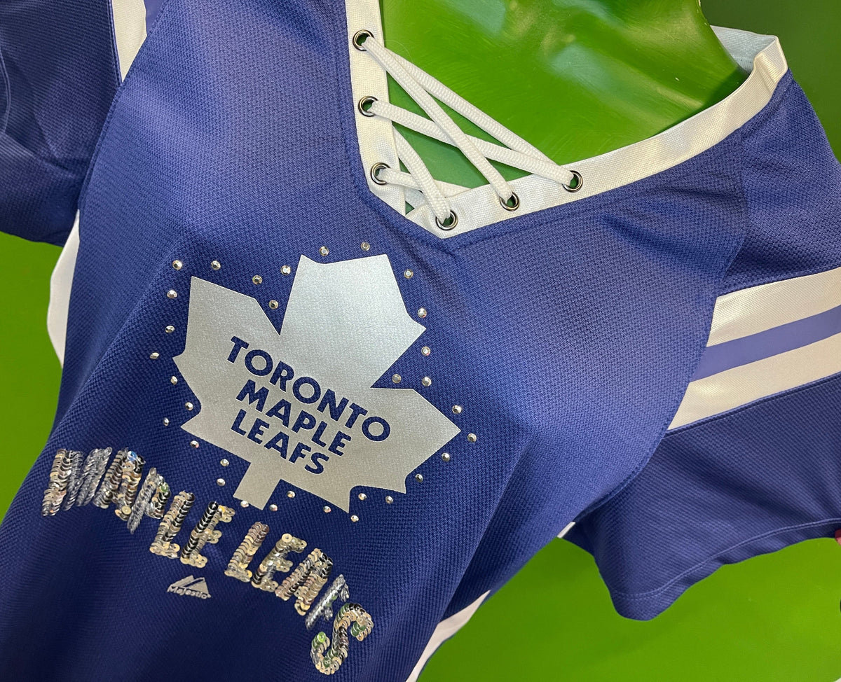 NHL Toronto Maple Leafs Majestic Sequine Jersey-Style Top Women's Large
