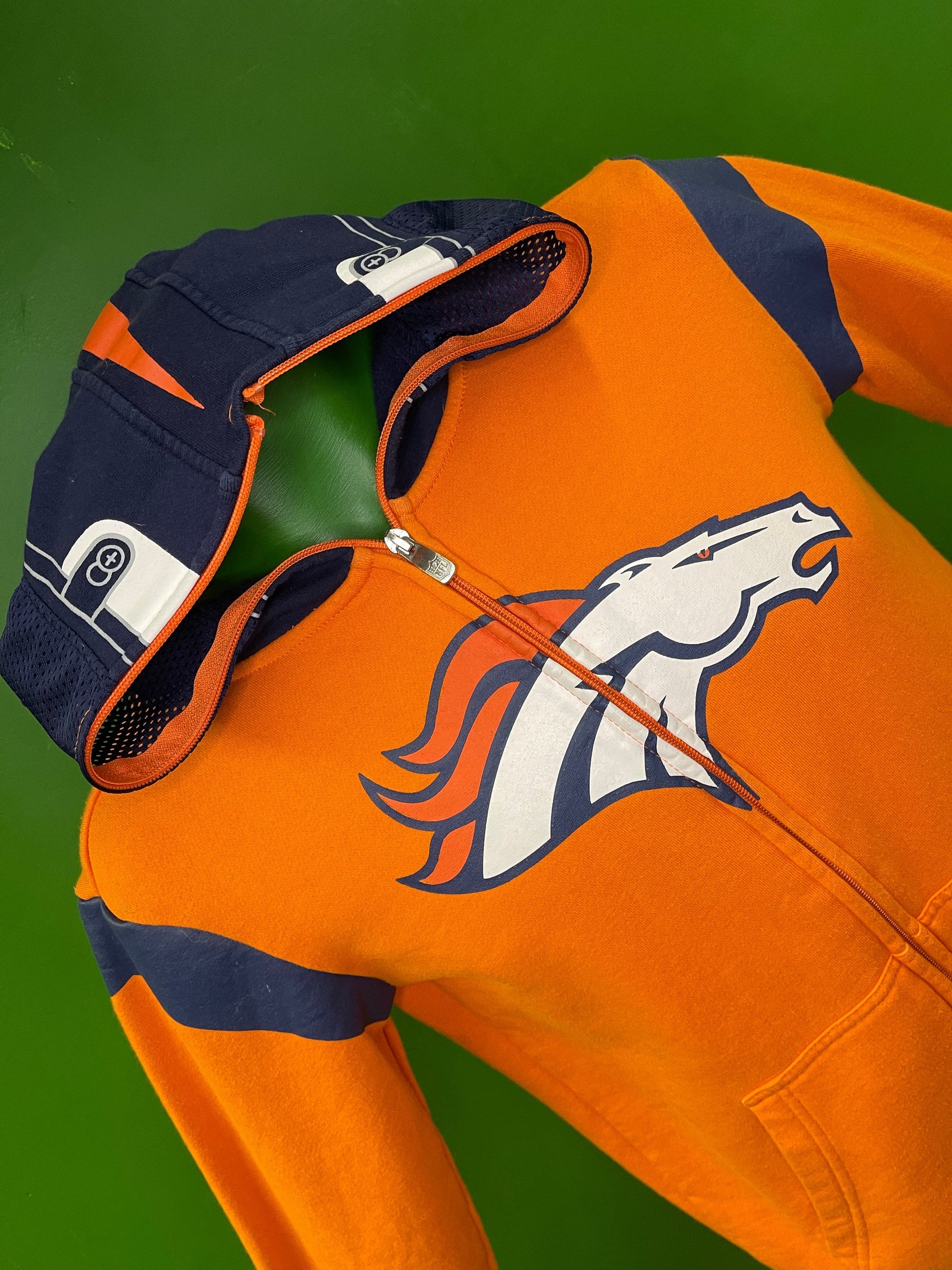 NFL Denver Broncos Full-Zip Helmet Pattern Hoodie Youth Medium 10-12